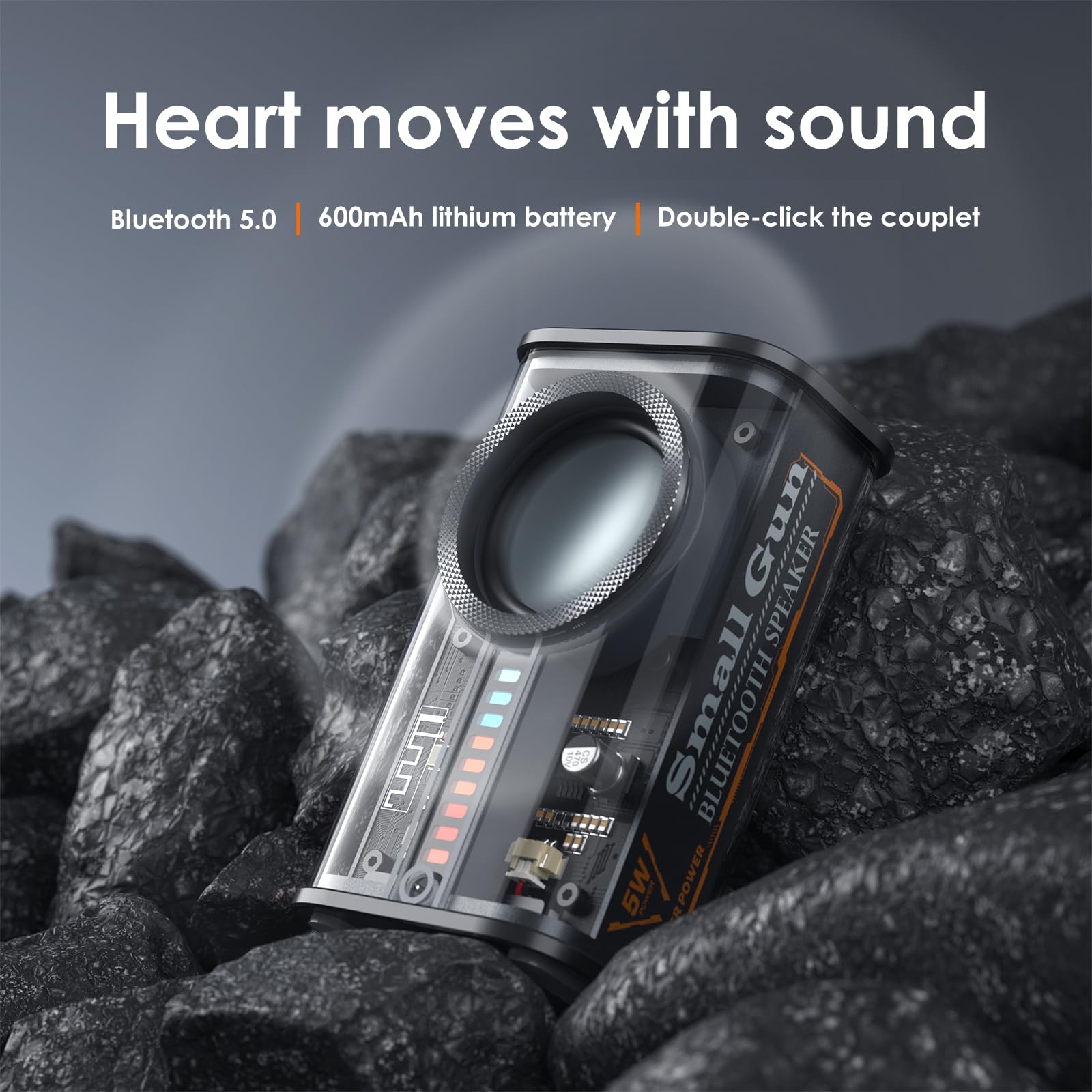 BSZHI Portable Bluetooth Speaker with Lights, Transparent Wireless Mini Bluetoot - BSZHI Official Product View 9