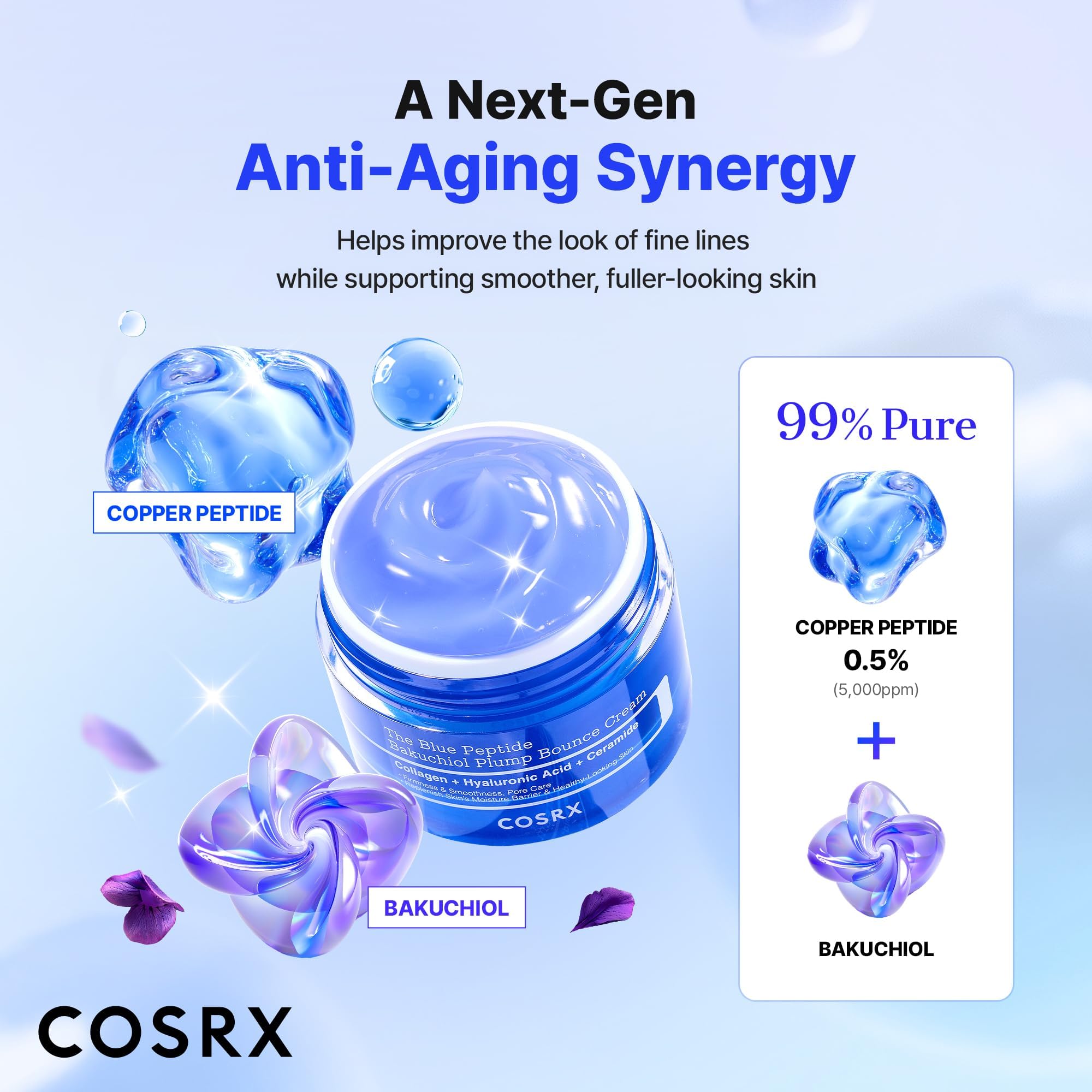 COSRX The Blue Copper Peptide Bakuchiol Cream, Korean - COSRX