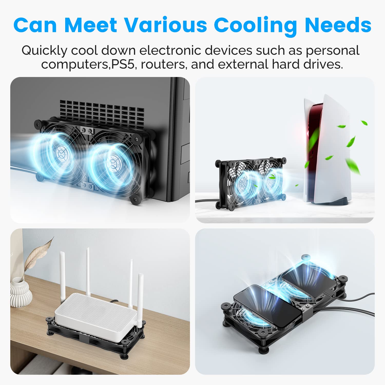 ELUTENG Dual USB Computer Cooling Fan High Speed 120mm Fan Adjust - ELUTENG Official Product View 6