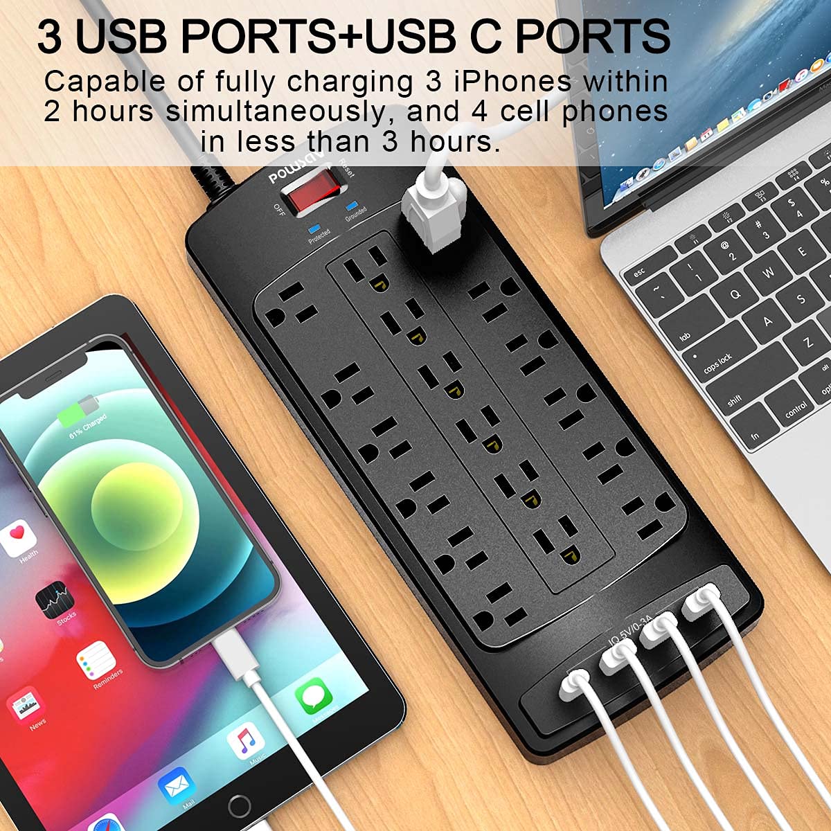 18 Outlets Surge Protector Power Strip - POWSAV Official Imagery - 4