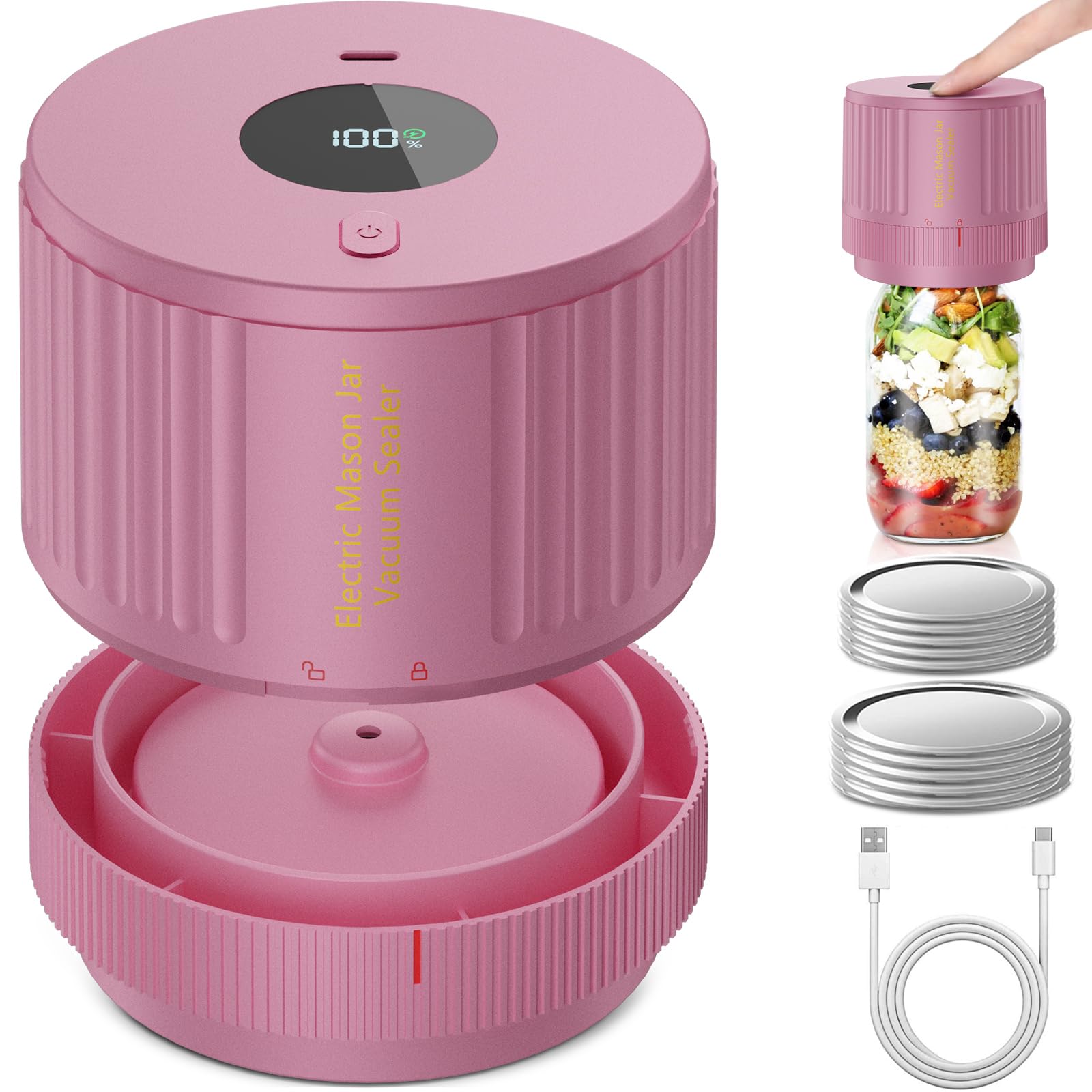 LOVE MOMENT Electric Mason Jar Vacuum Sealer Kit - LOVE MOMENT Official Product View 9