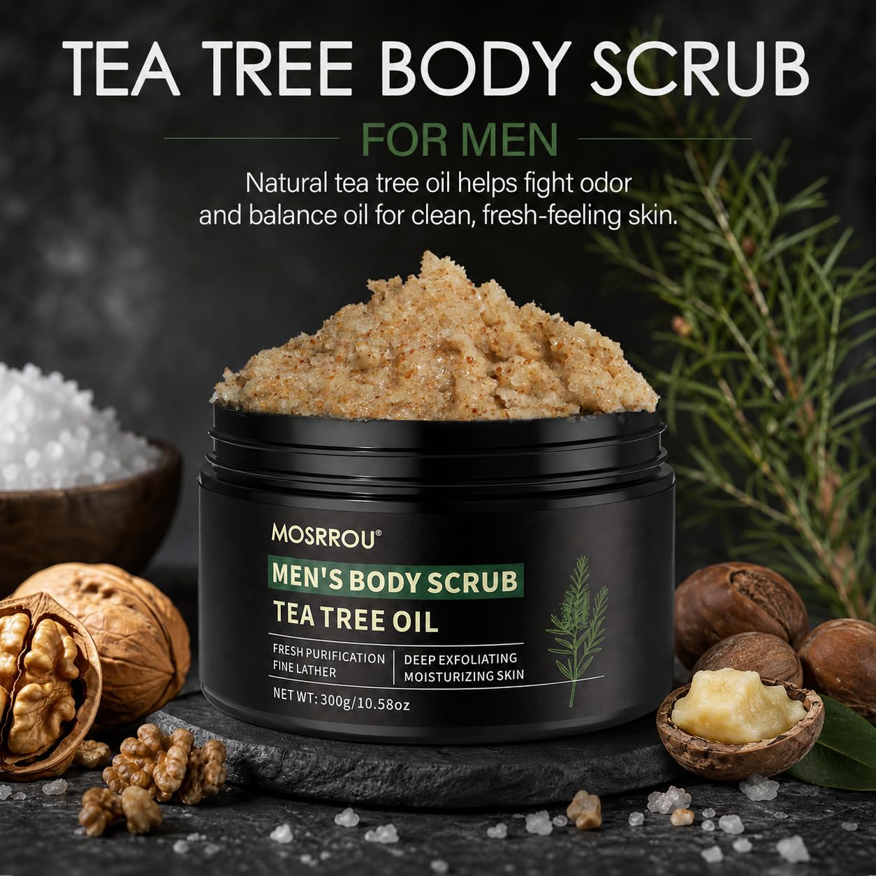 MOSRROU Men's Body Scrub Tea Tree Oil Exfoliating Body Wash Body Scrub - MOSRROU Official Product View 3