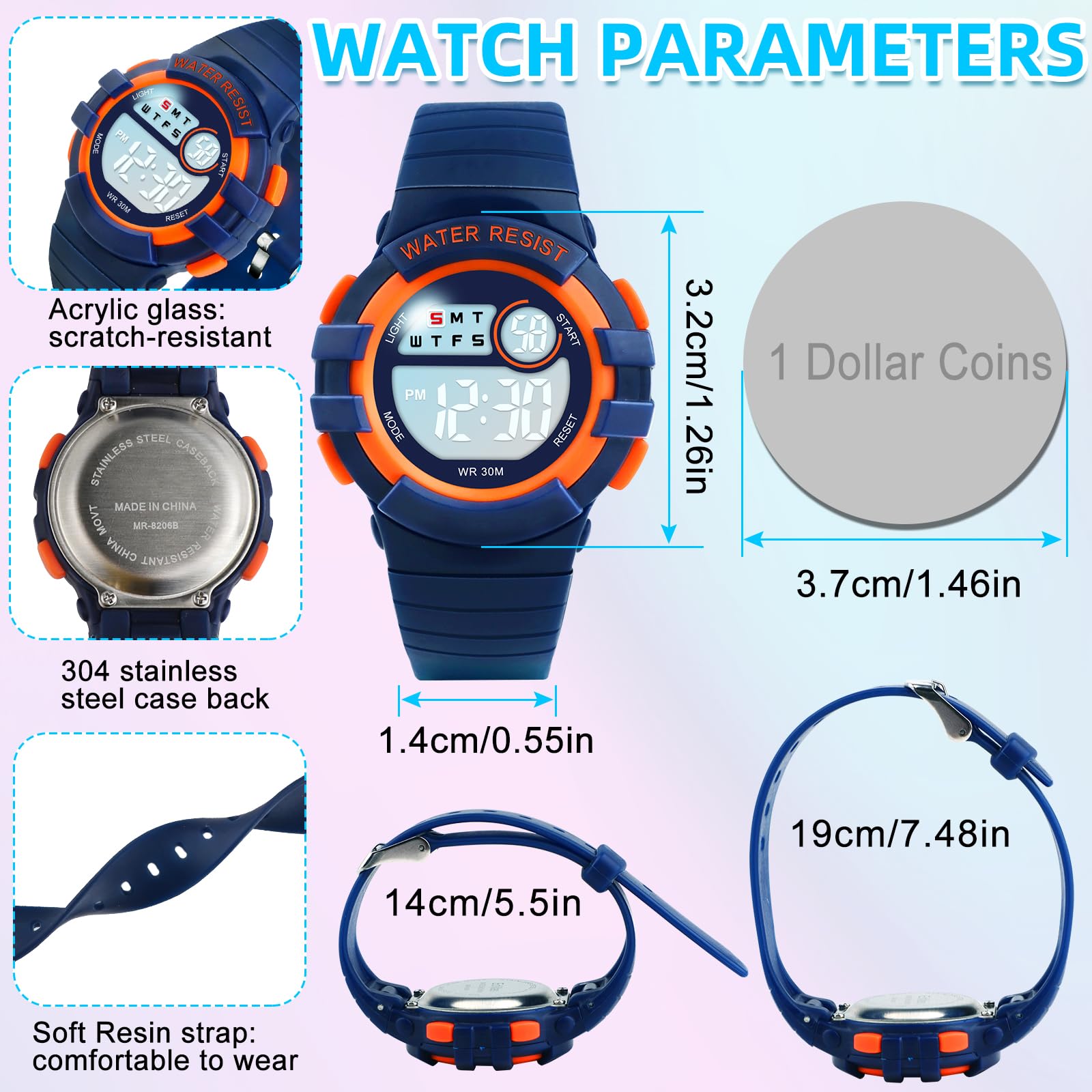 DTKID Digital Kids Watch 30 M Waterproof for Girls Boys 5-16 - View 5
