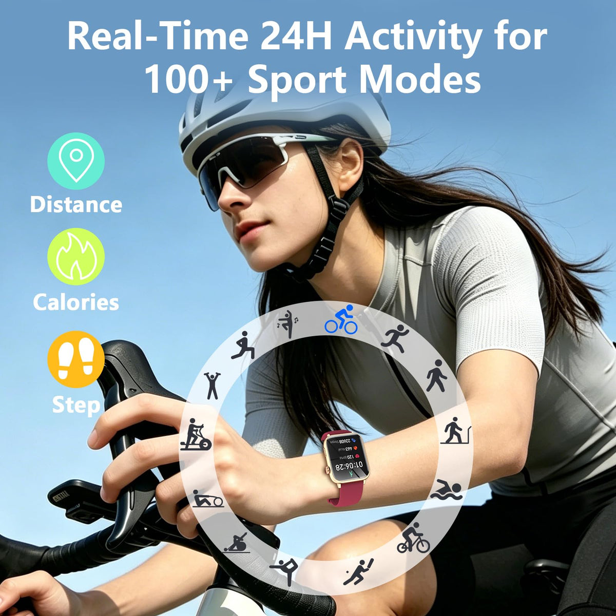 1 91 Smart Watch Fitness Tracker 3 Bands - cyanyu Official Imagery - 4