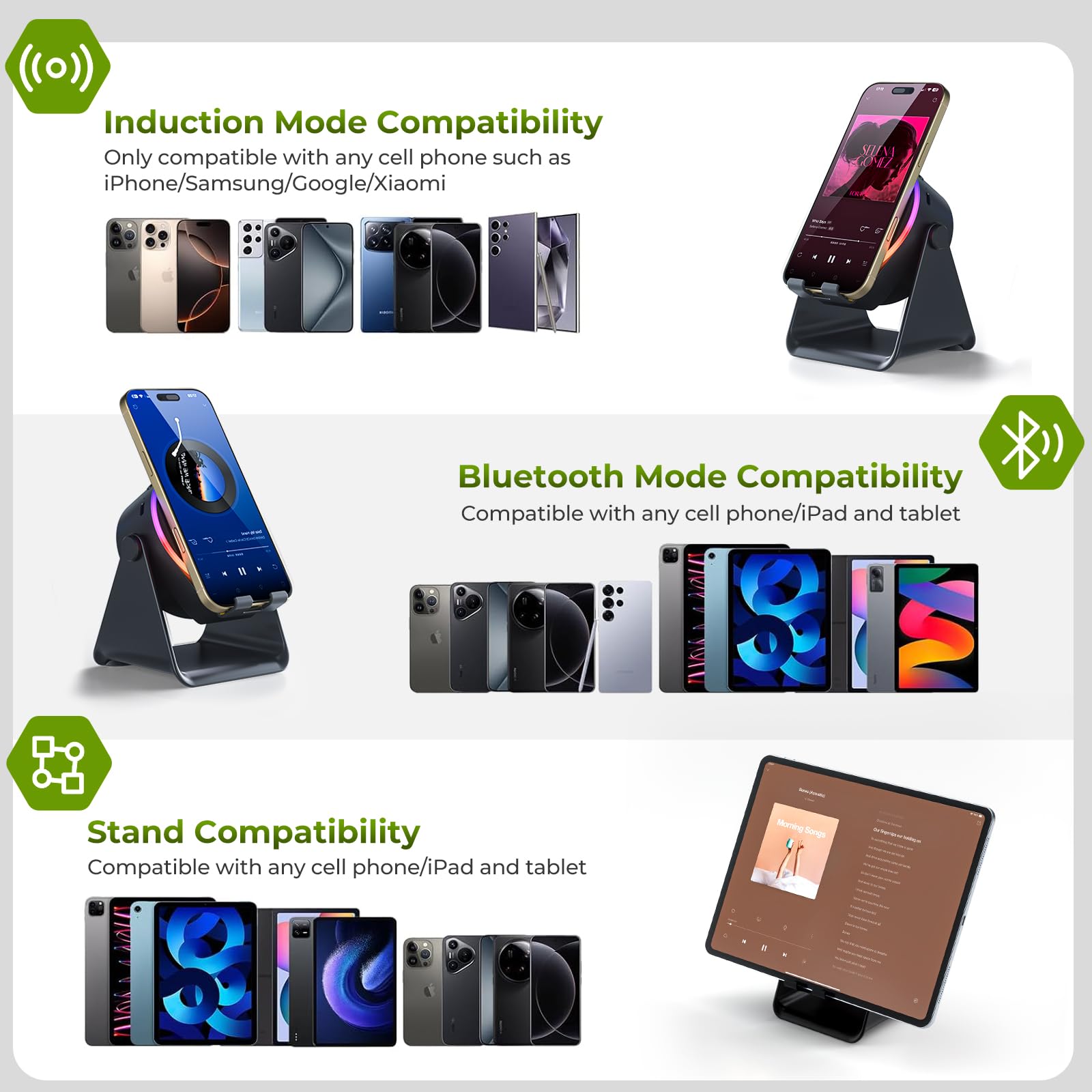 Dohelly Wireless Induction Speaker, Phone Stand with Bluetooth Sp by Dohelly - Angle View 4