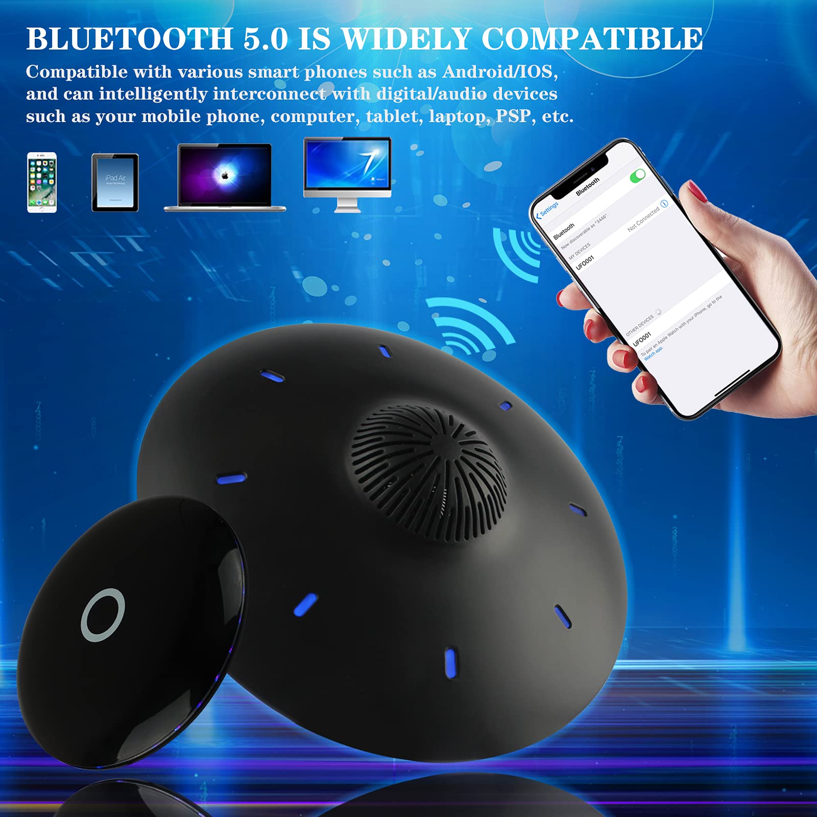 RUIXINDA Magnetic Levitating Bluetooth Speaker, Levitating UFO Sp - RUIXINDA Official Product View 5