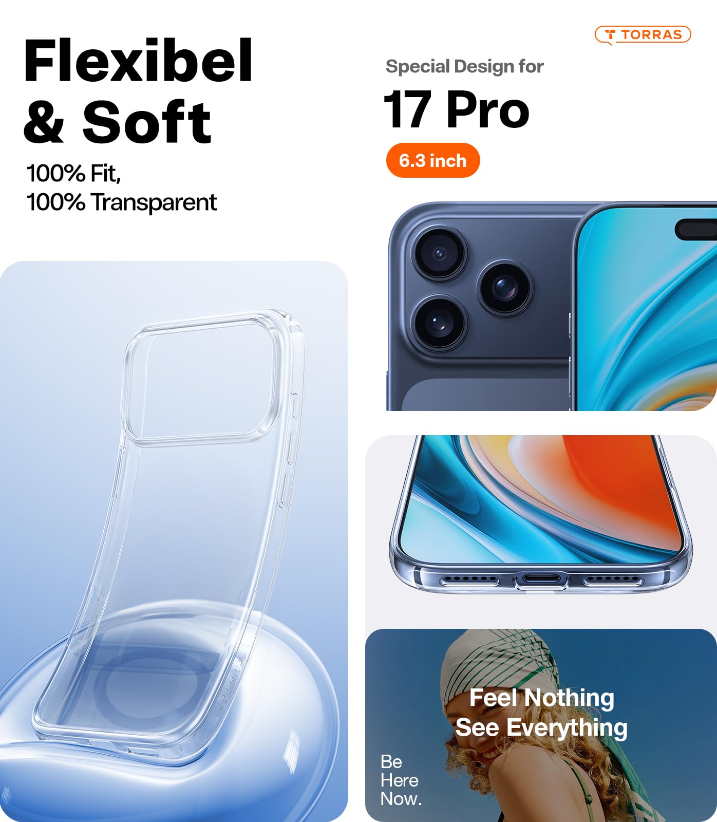 Elefair Tech TORRAS for iPhone 17 Pro Case Crystal Clear, Upgraded Anti - - Elefair Tech Official Product View 9