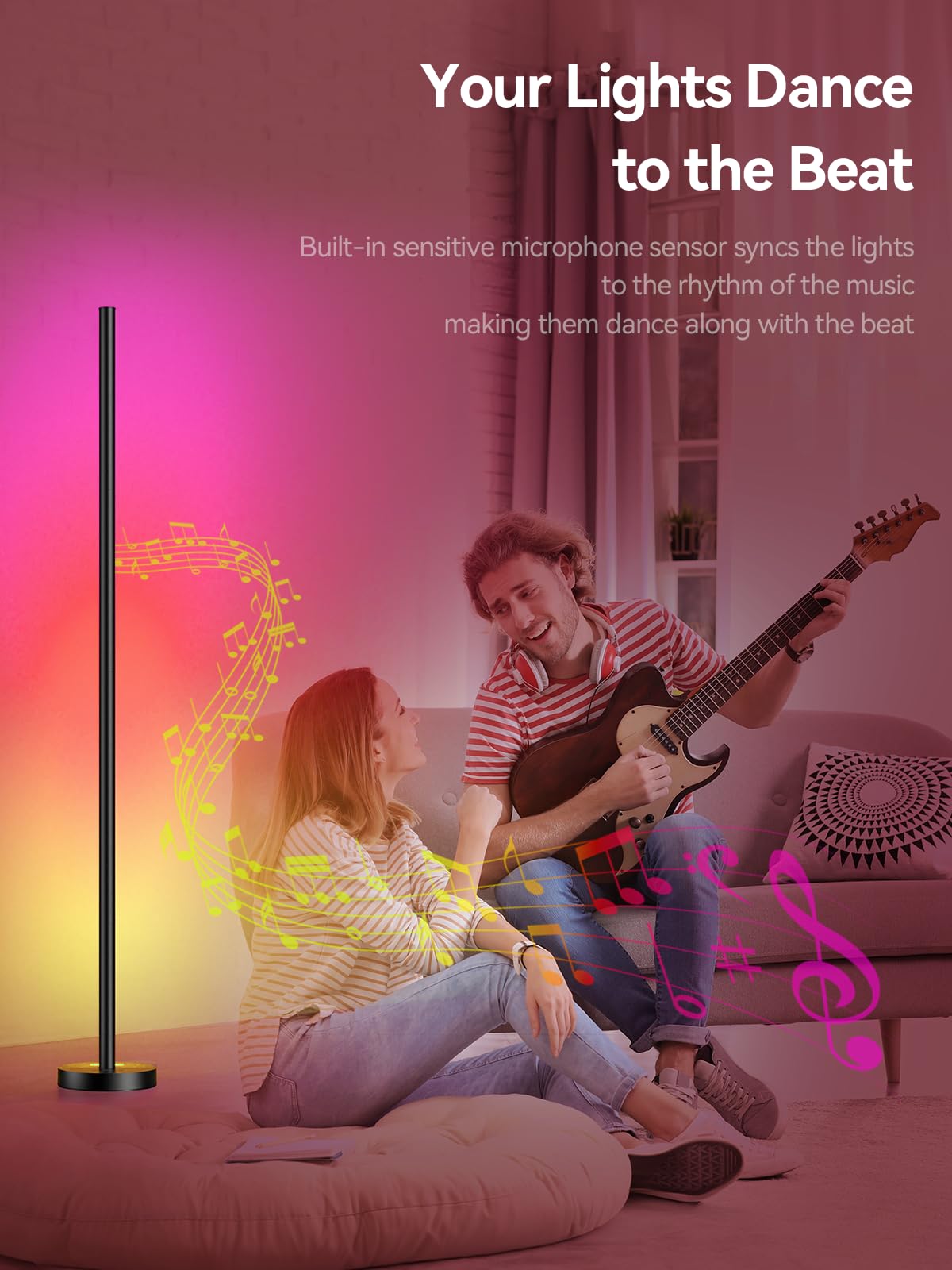 Smart RGBICW LED Corner Floor Lamp - OIYN Official Imagery - 5