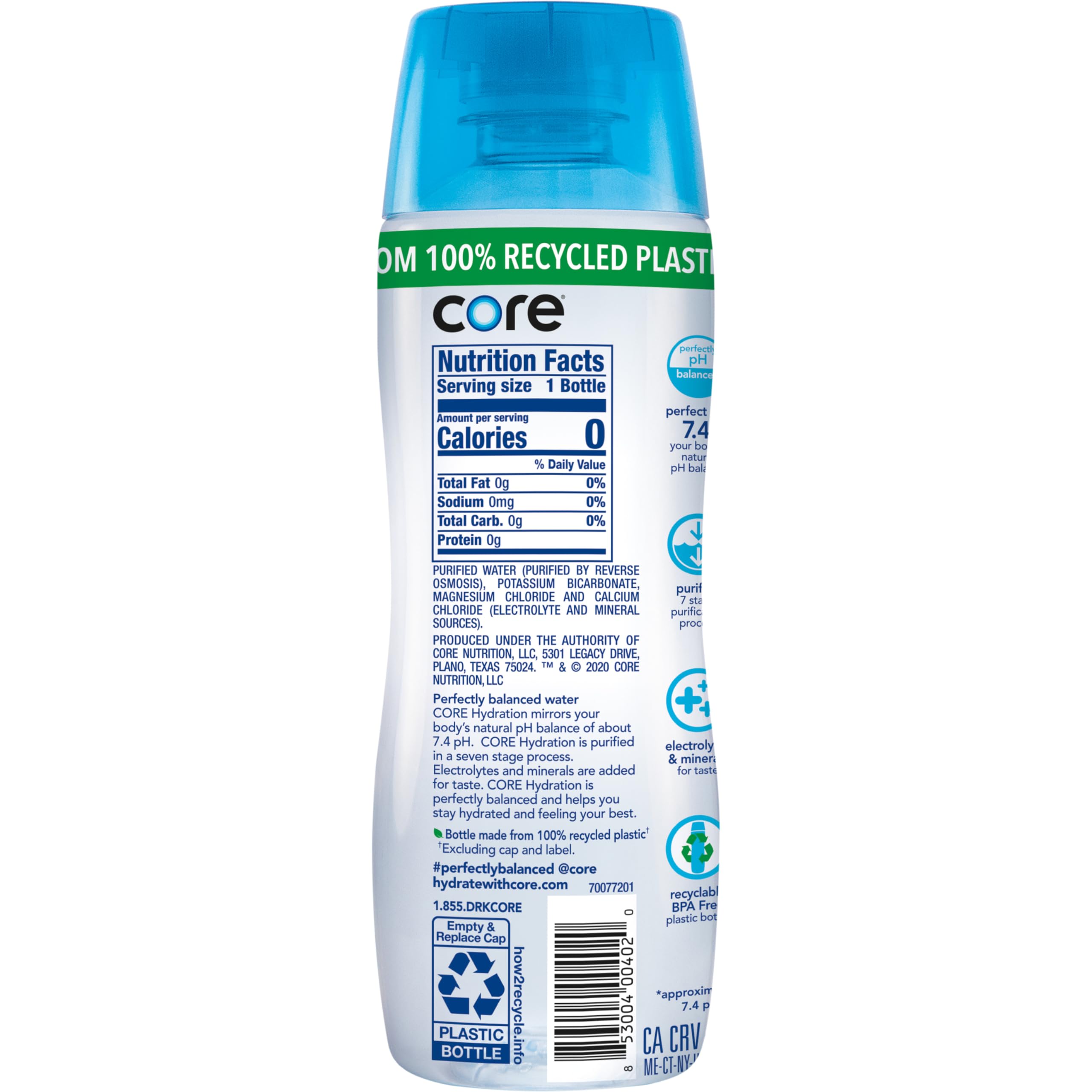CORE Hydration Perfect 7.4 pH Nutrient Enhanced Water, 20 Ounce - View 9