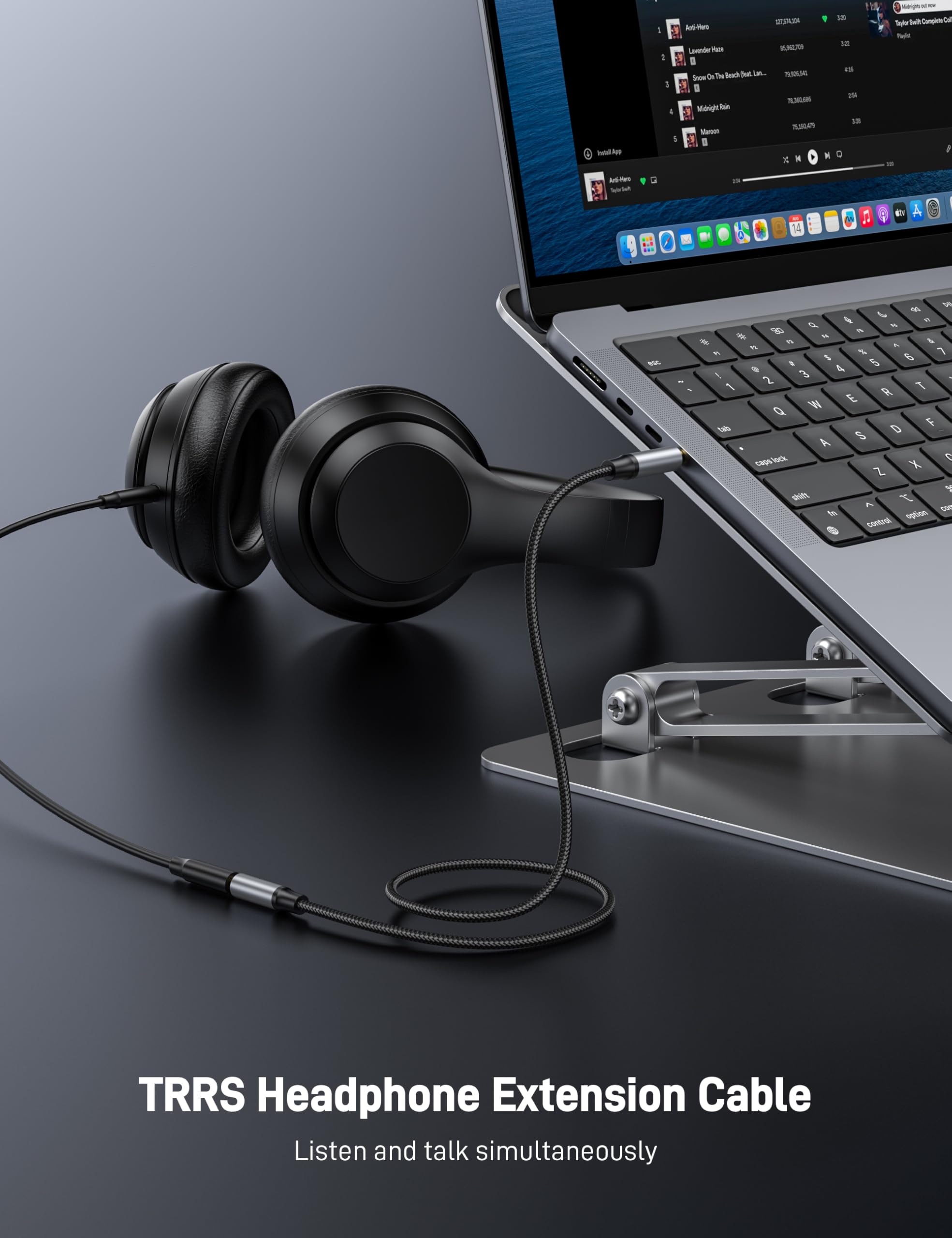 KAYQINHO 3.3FT 3.5mm TRRS Headphone Extension Cable, 2Pack 4 Pole by KAYQINHO - Angle View 3