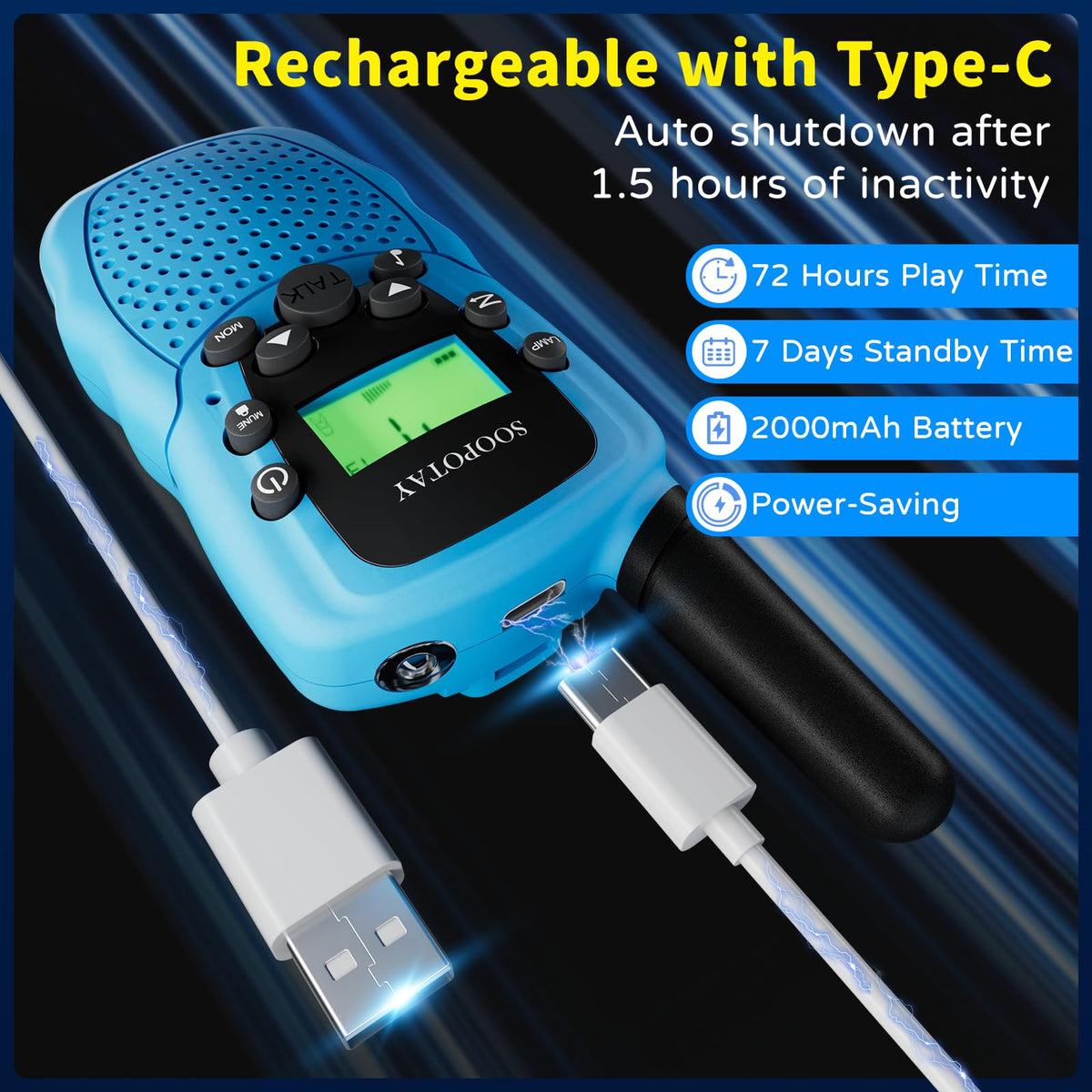 Rechargeable Walkie Talkies for Kids Games Gifts Toys for - Soopotay Official Imagery - 7