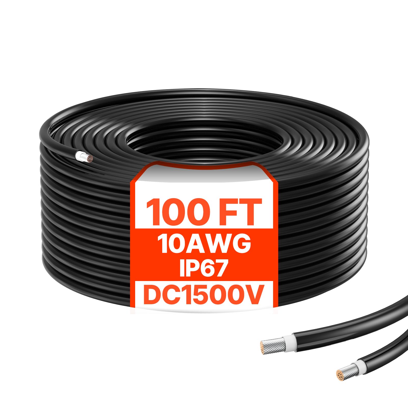 VEVOR Solar Panel Wire, 100 ft Black + 100 ft Red Kit, 10 AWG   S - VEVOR Official Product View 10