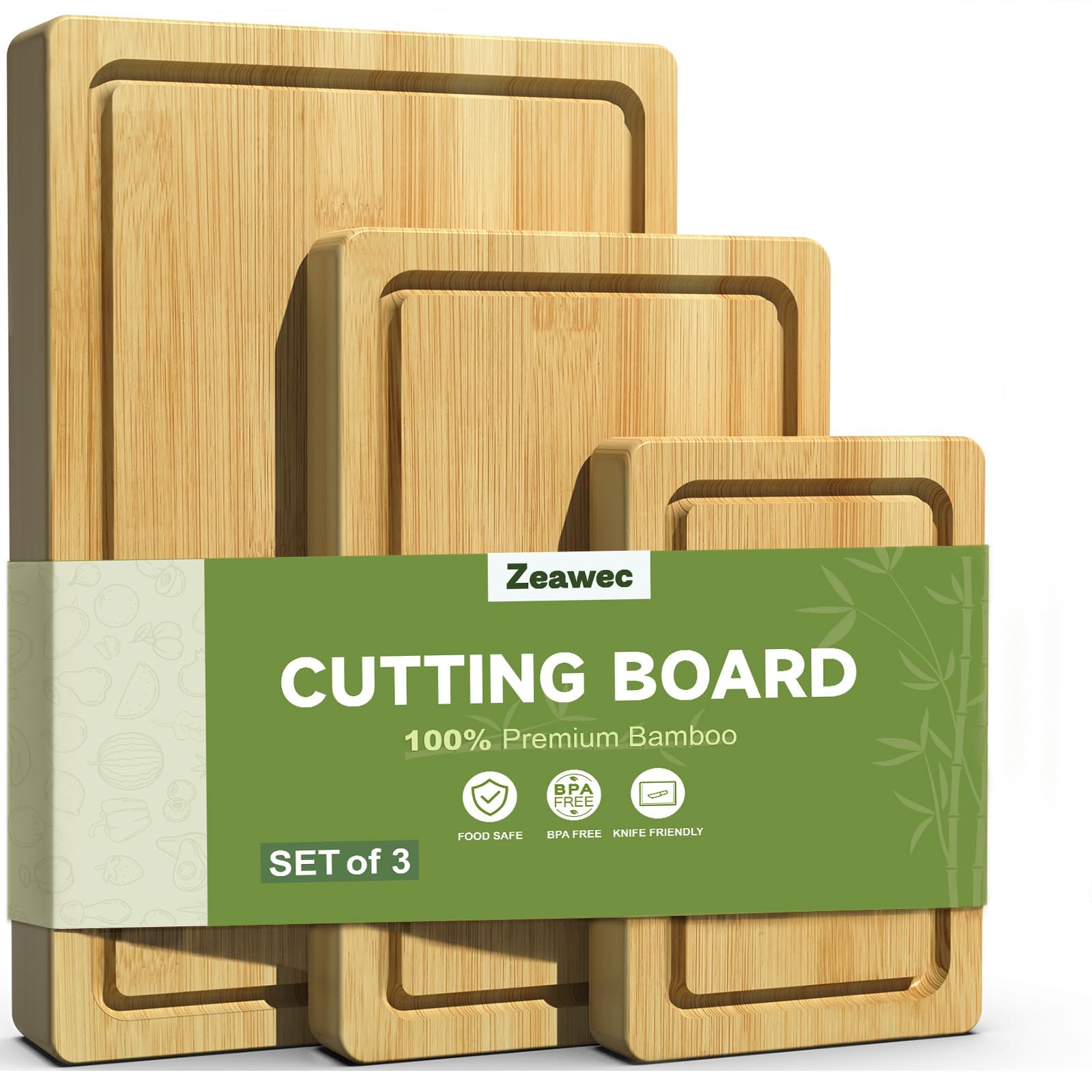 zeawec 3-Piece Set Deep-Carbonized Bamboo Cutting Board for Kitch - zeawec Official Product View 9