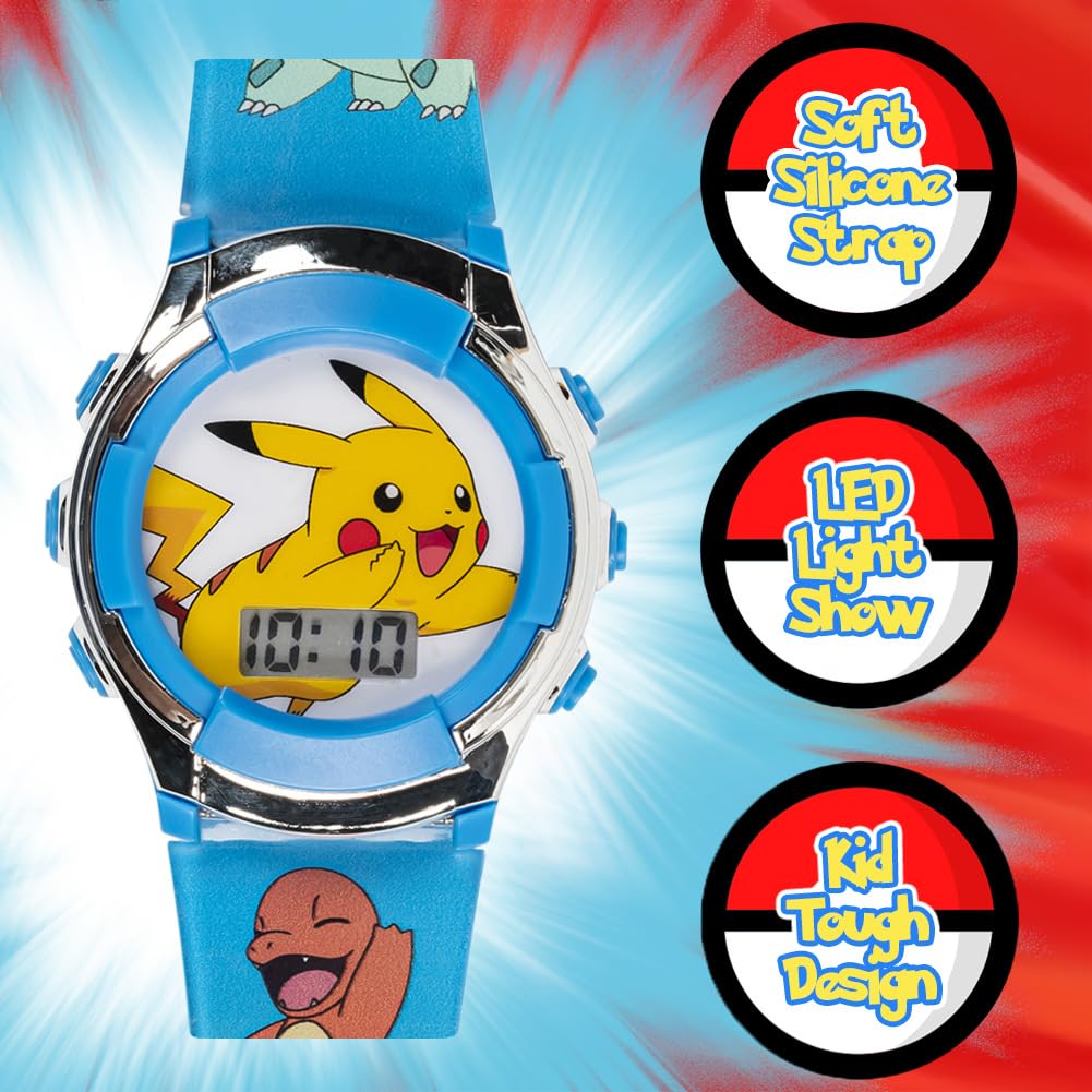 Accutime Pokémon Kids Digital Watch with Flashing LED Lights, Pikachu - View 3
