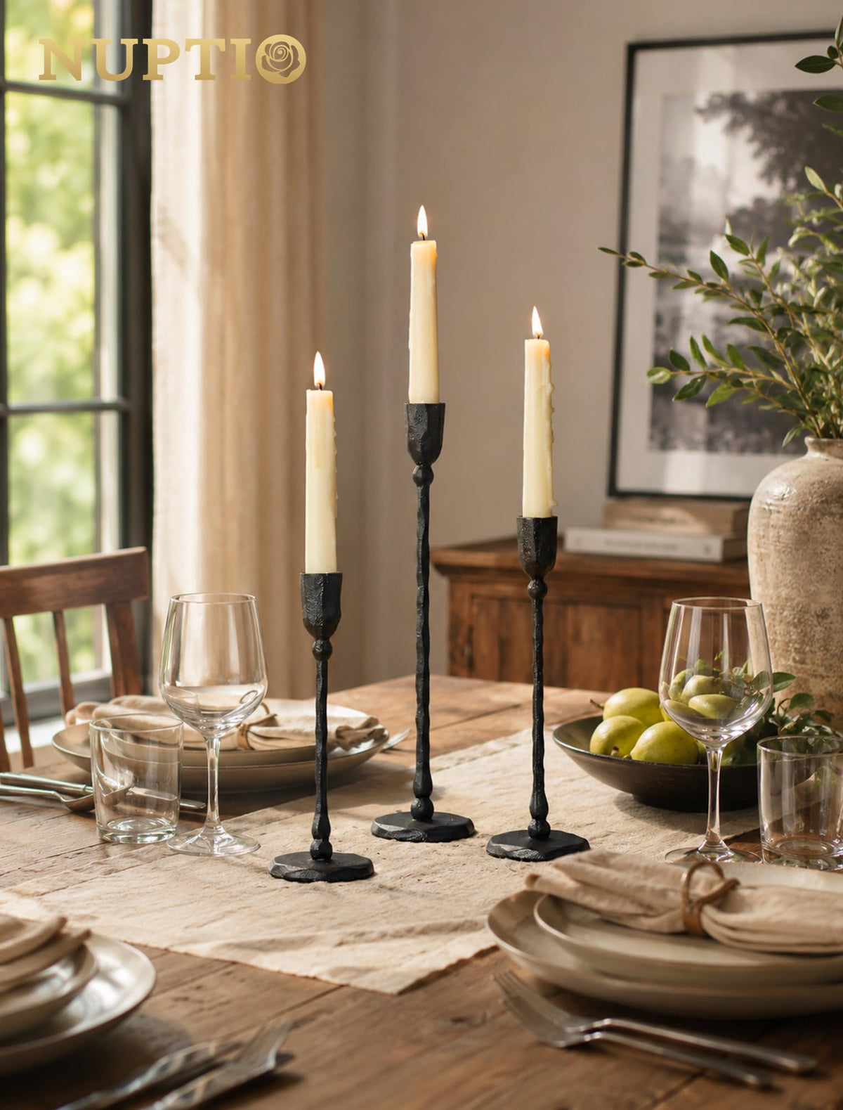 NUPTIO Cast Iron Candlestick Holders Black Candle Stick - NUPTIO Official Imagery - 8