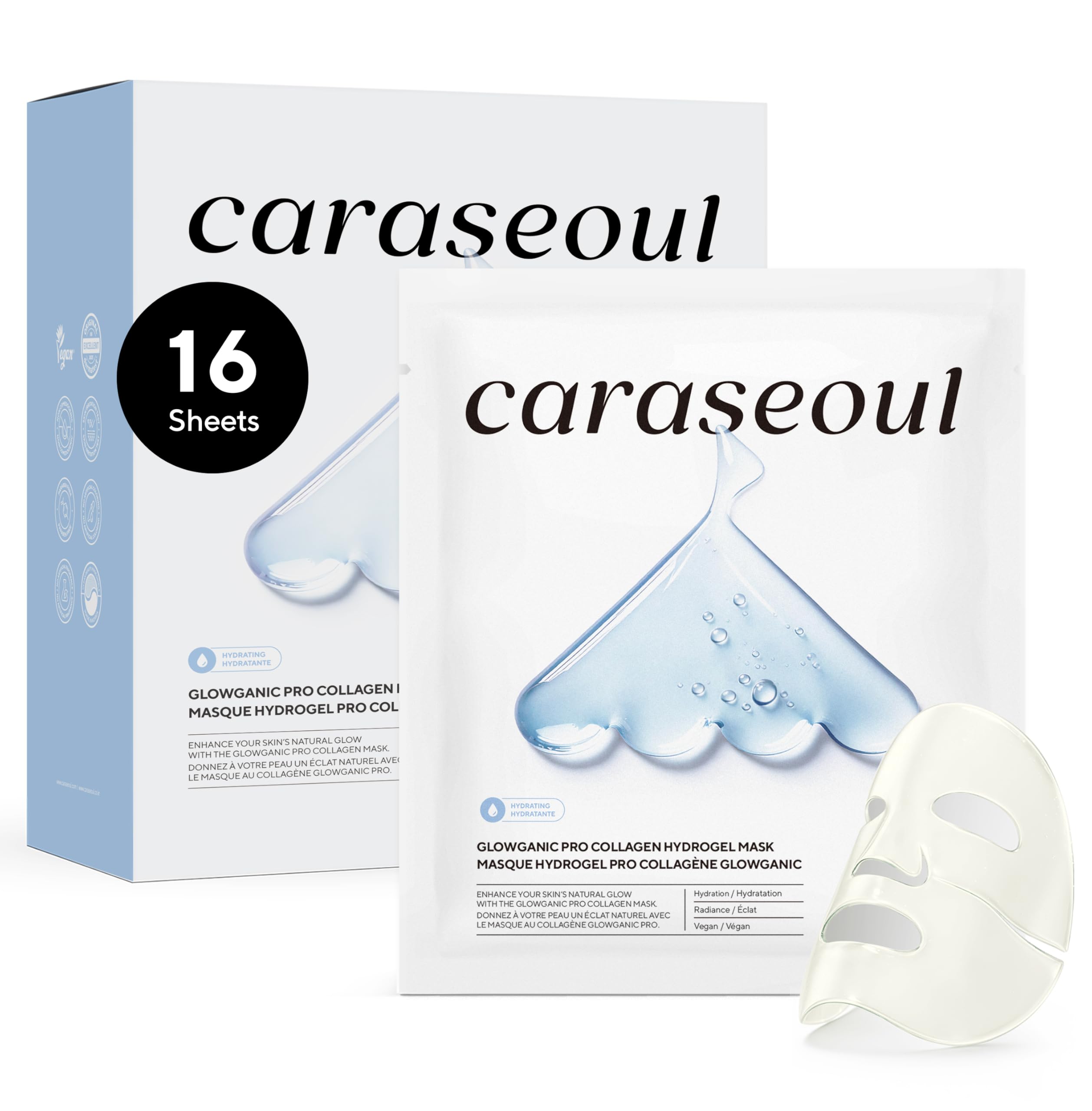 Glowganic Pro Collagen Face Mask (16 Count (Pack of 1)) - caraseoul