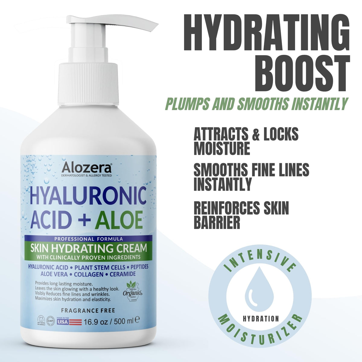 Hydrating Body Lotion Hyaluronic Acid Aloe Vera 16 9 oz 2 - Alozera Official Imagery - 3