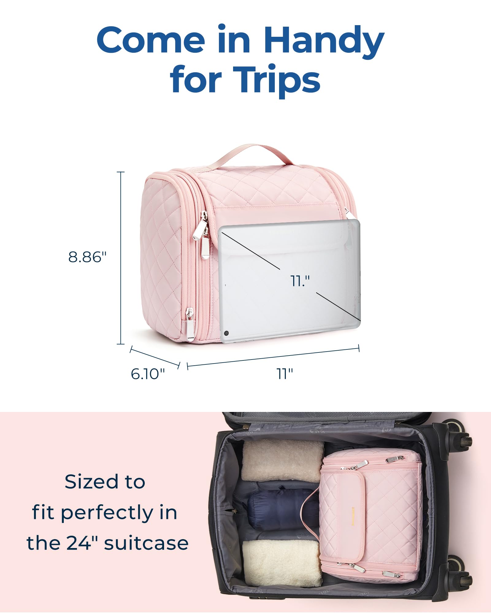 BAGSMART Travel Toiletry Bag Large Capacity Cosmetic Bags - BAGSMART Official Product Imagery - 6