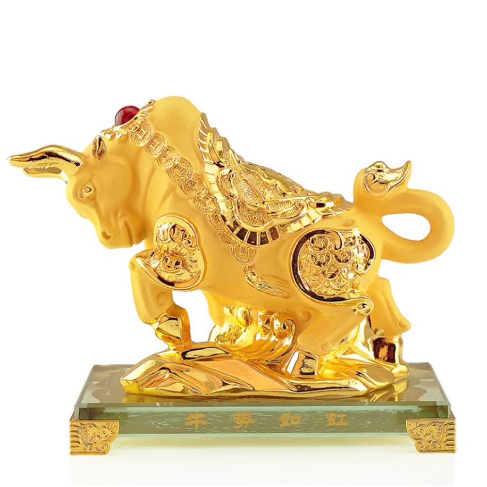 Feng Shui Chinese Zodiac OX Year Golden Resin Collectible - Product Imagery
