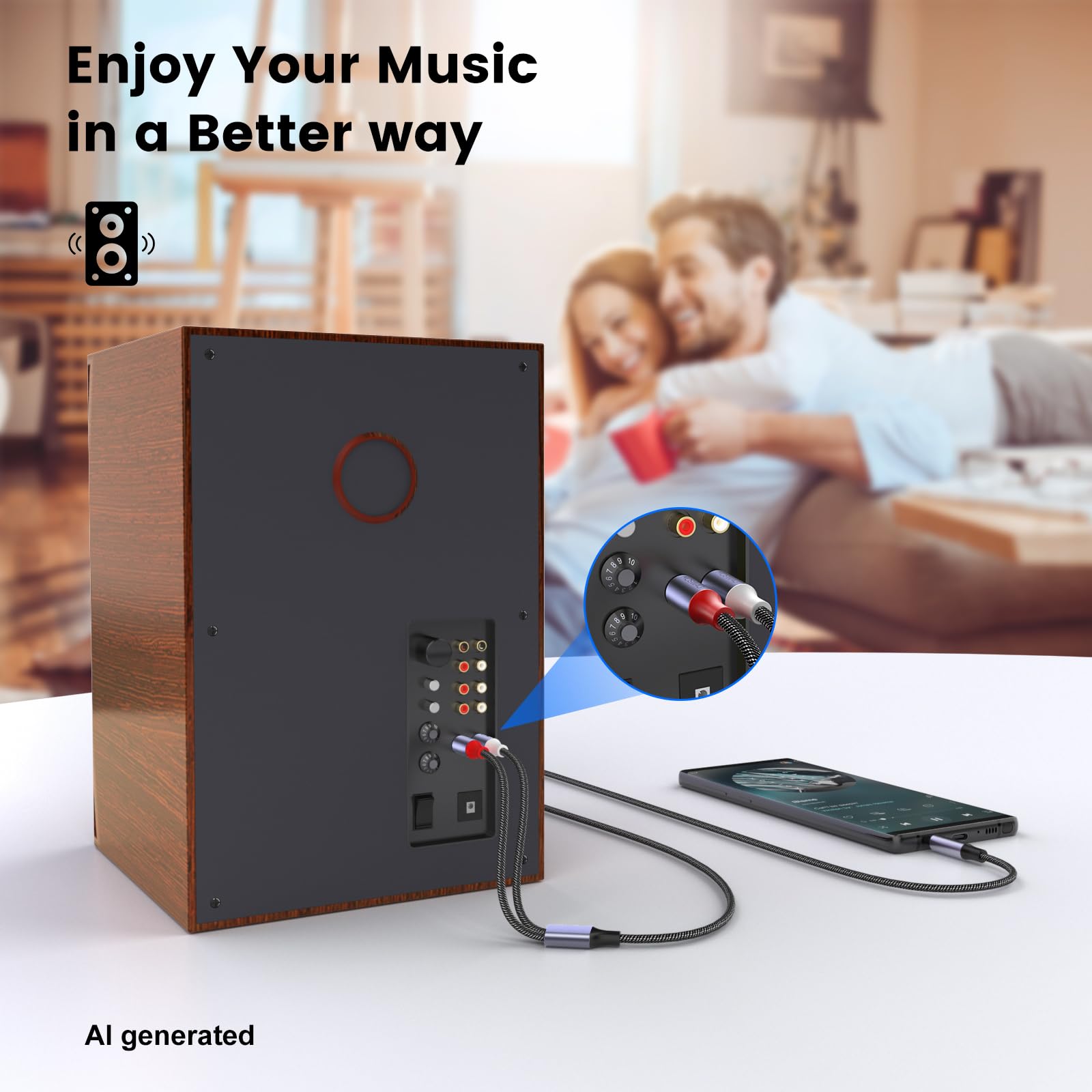MOSWAG 3.5mm to RCA Cable Headphone to RCA Cable AUX to RCA Audio by MOSWAG - Angle View 4