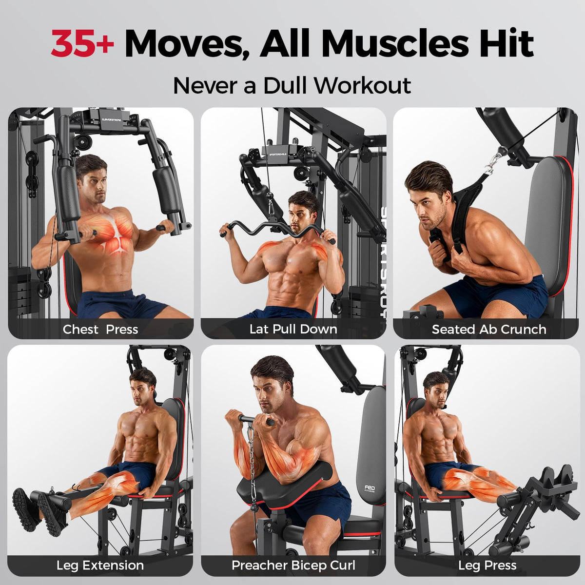SPORTSROYALS Home Gym Multifunctional Workout Station with - Sportsroyals Official Imagery - 5