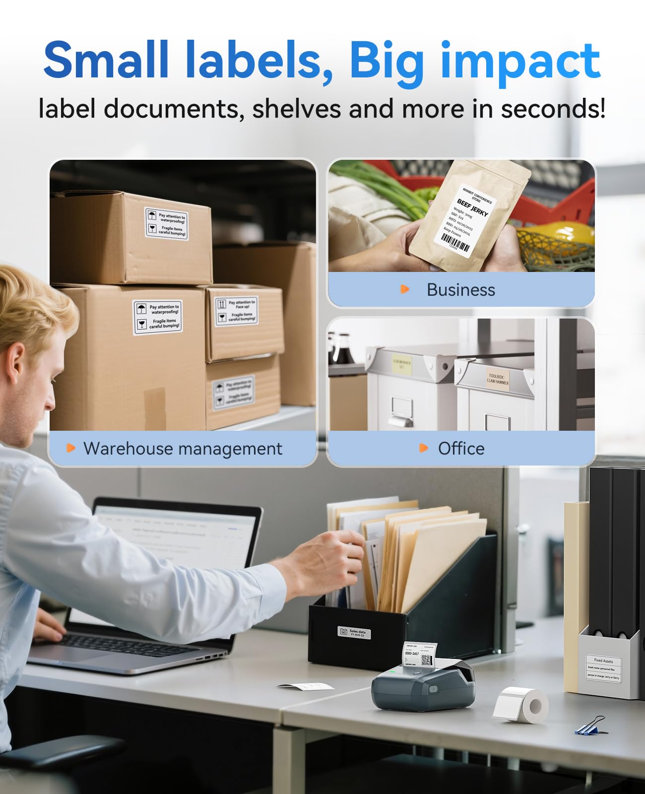 NIIMBOT B1 Label Maker, 2Inch Bluetooth Label Printer for Home, B by NIIMBOT - Angle View 8