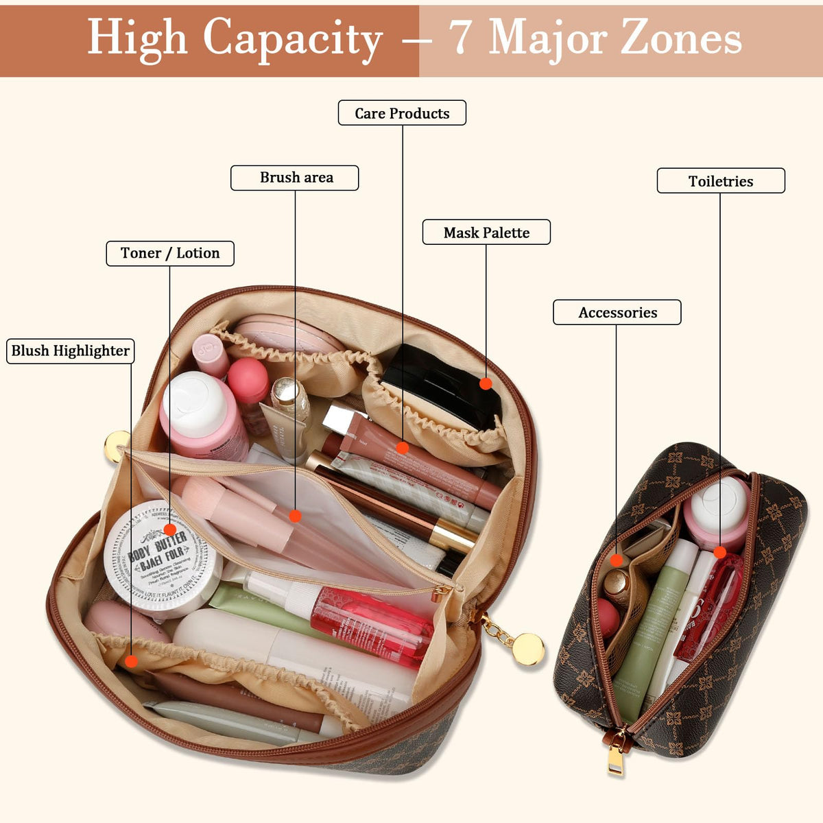 Initial Makeup Bag Personalized Gift for Women Teen Girls - CLOUDWINGS Official Imagery - 5