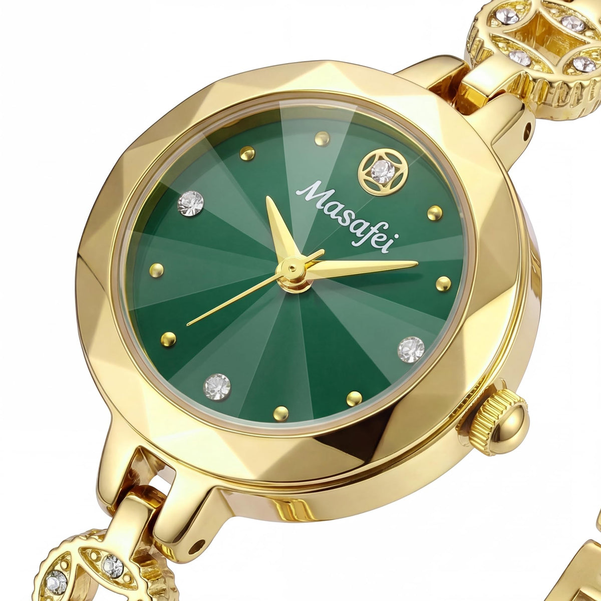 Gold Watches for Women Vintage Green Dial Bracelet Ladies - VORSEL Official Imagery - 3