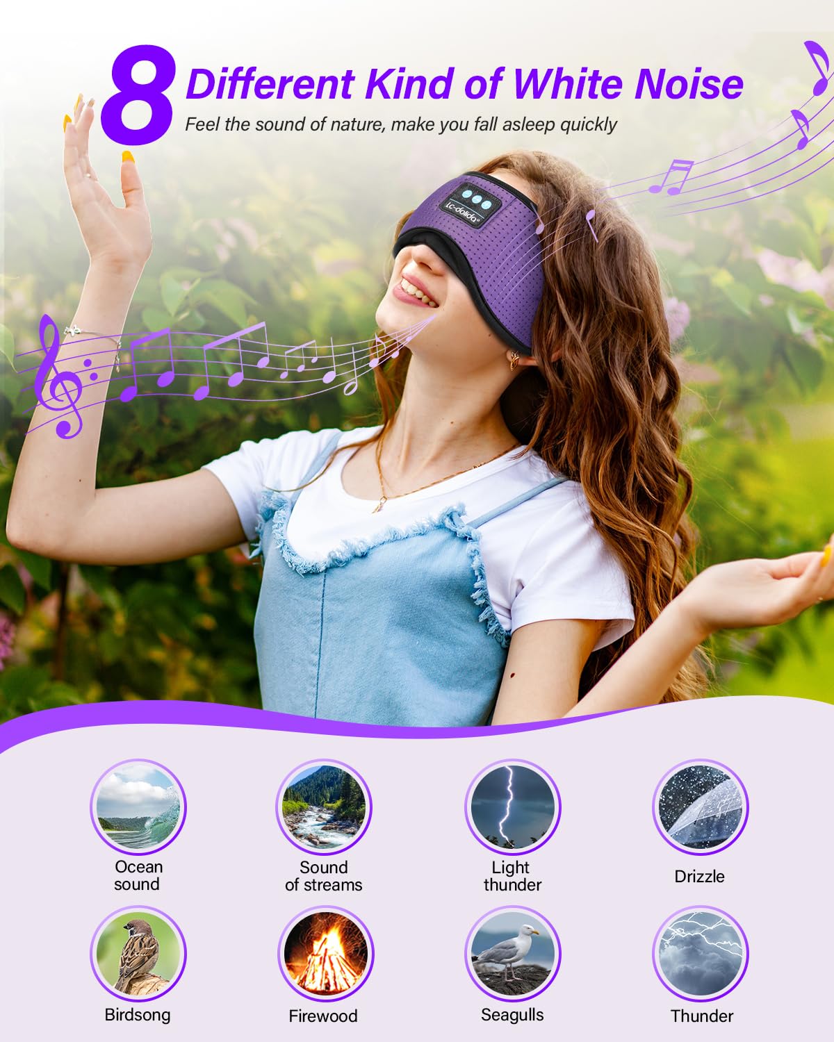 LC-dolida Sleep Headphones, White Noise Bluetooth Sleep Mask 3D Breathable Wirel - LC-dolida Official Product View 3