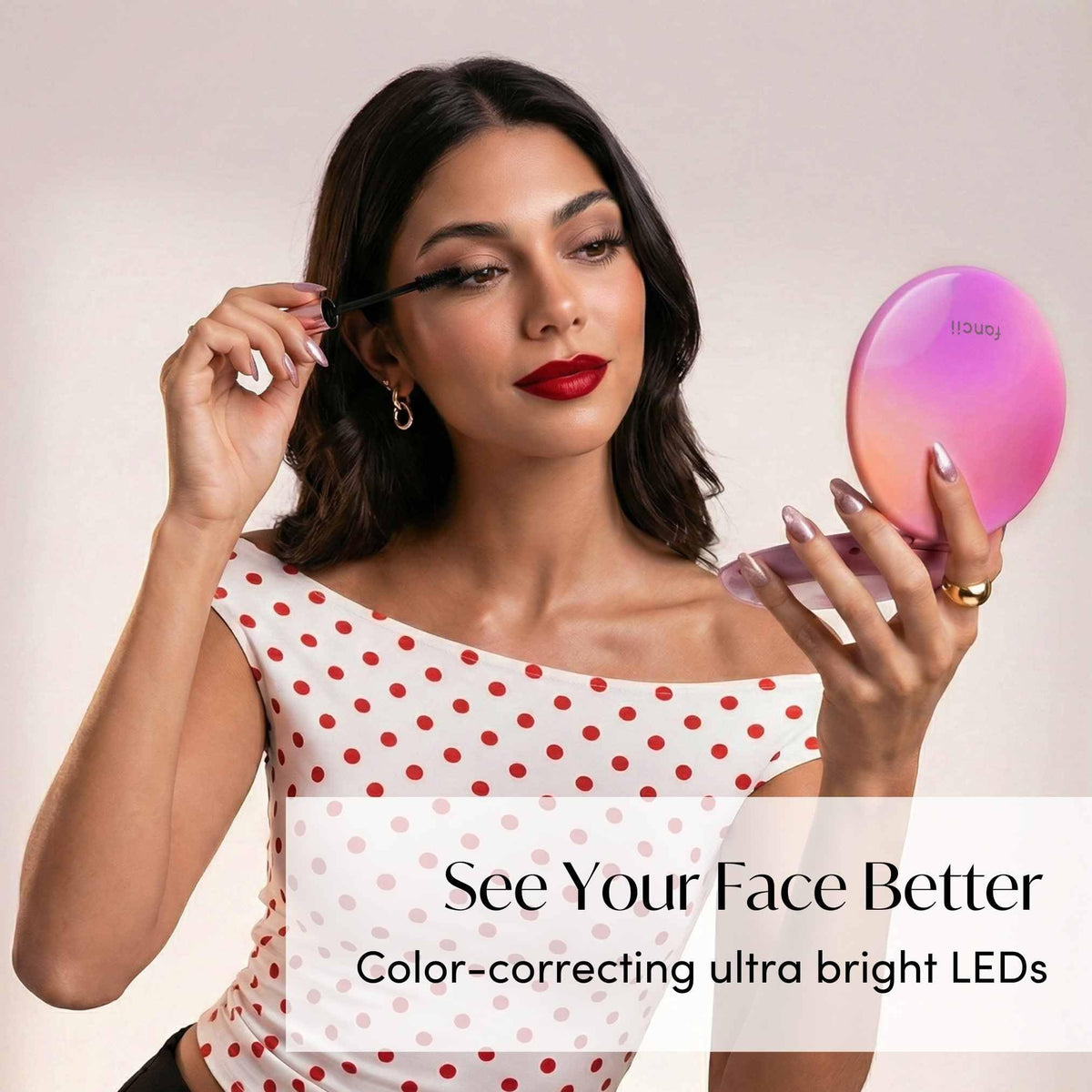 Fancii Taylor LED Lighted Travel Makeup Mirror Rechargeable - Fancii Official Imagery - 7