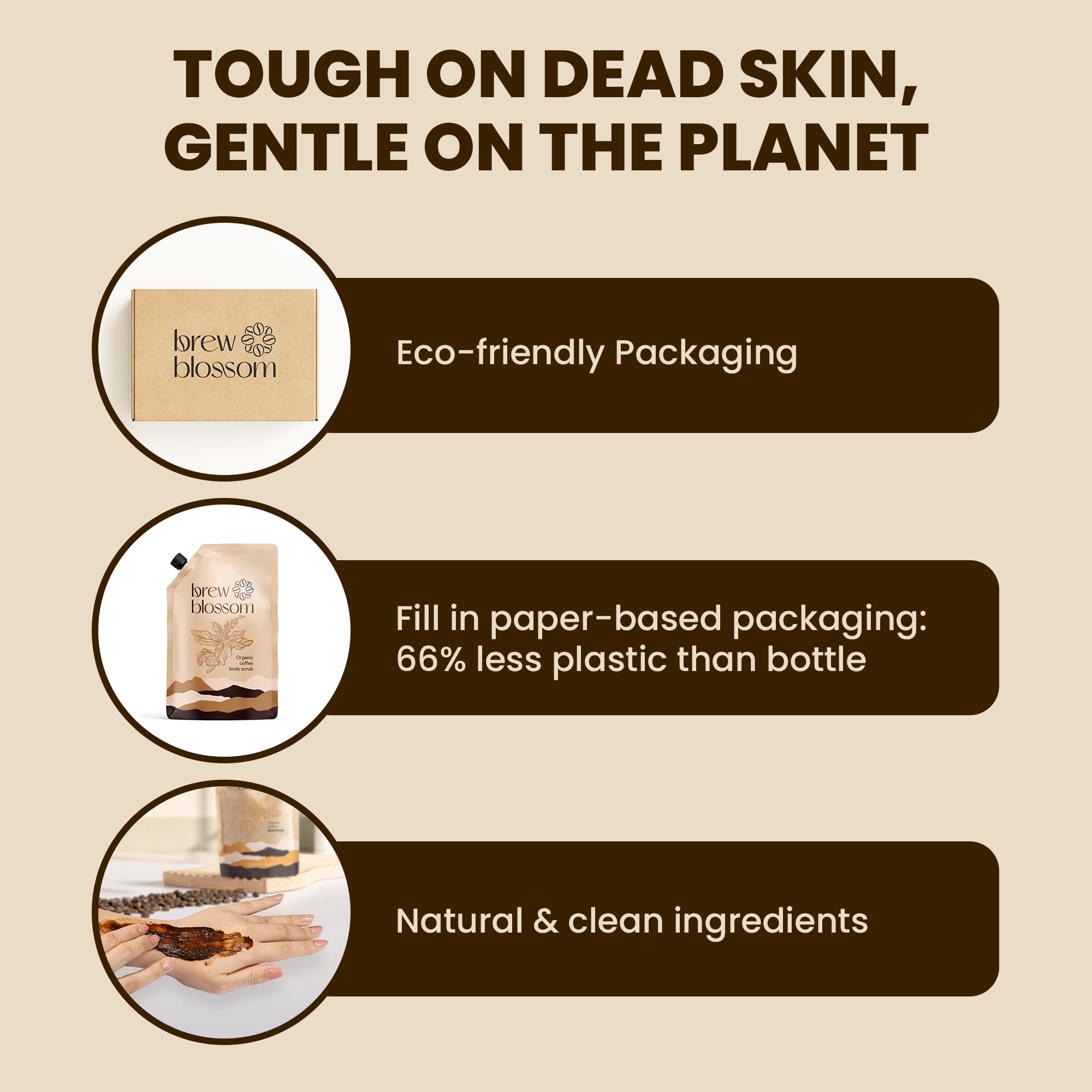 Brewblossom Organic Robusta Coffee Body Scrub with Coconut Oil & Shea Butter - - Brewblossom Official Product View 8