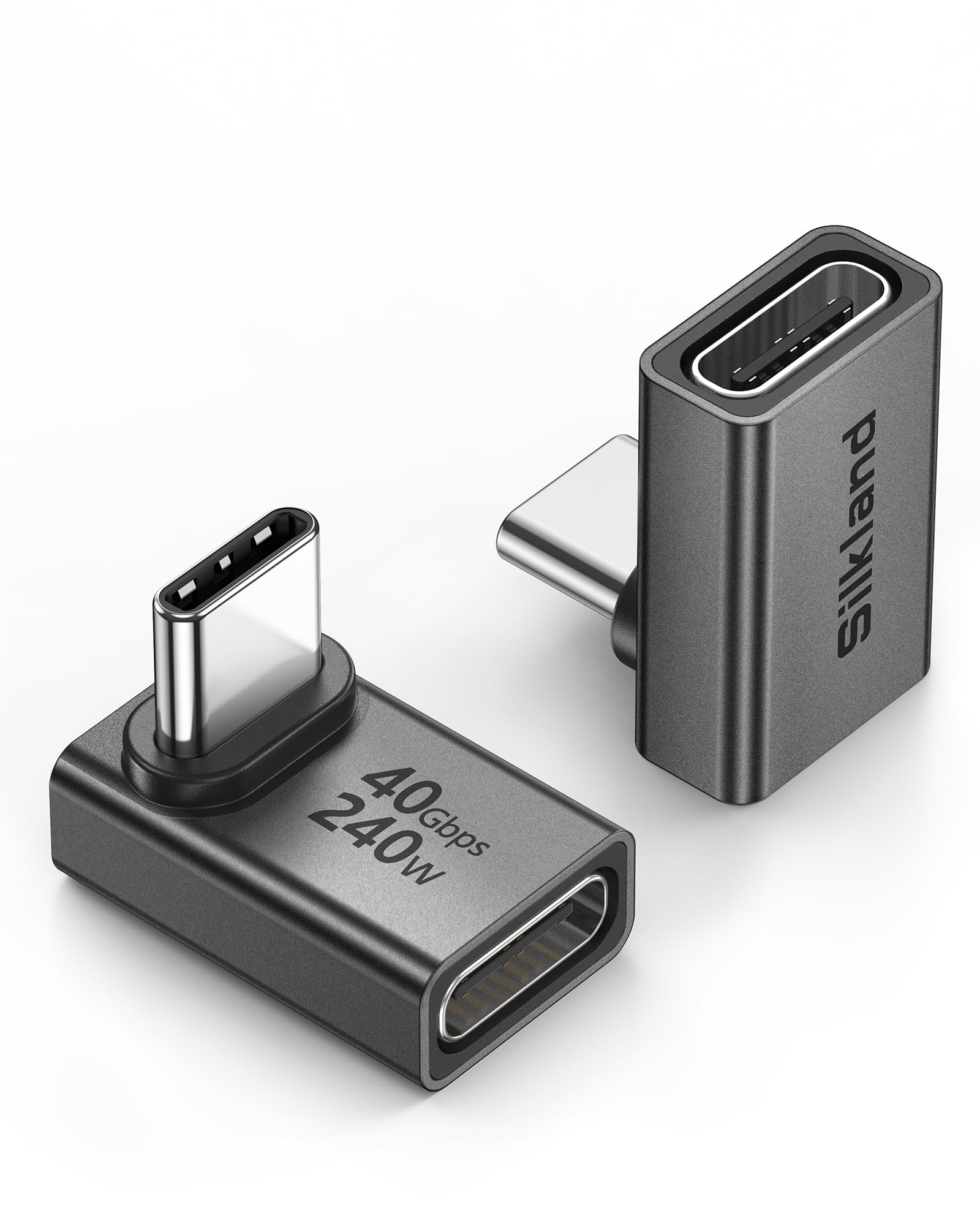 Silkland 40Gbps USB C 90 Degree Right Angle Adapter 2 Pack, 240W USB4
