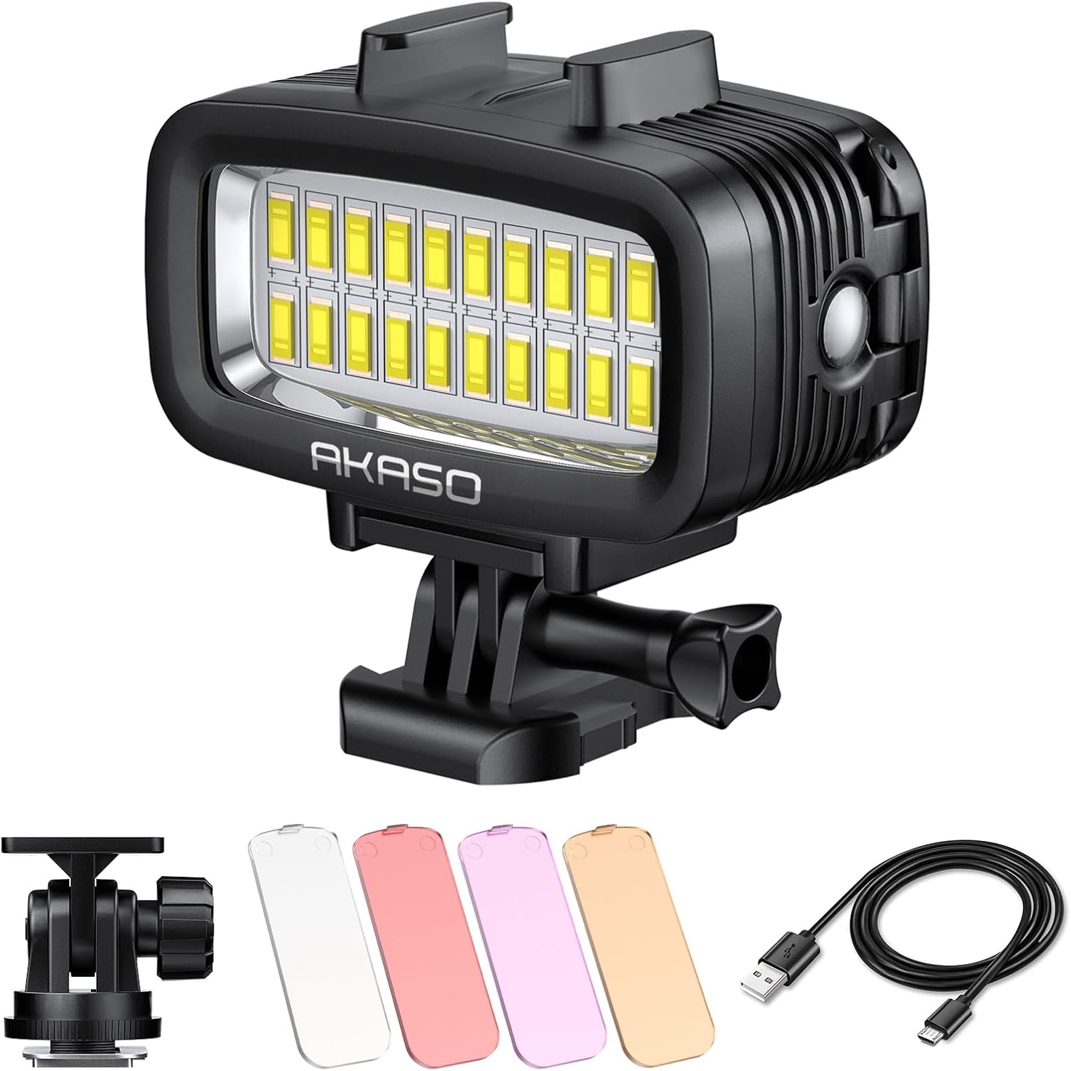 AKASO underwater diving light waterproof up to 131ft, high power LED for underwater exploration and diving adventures.