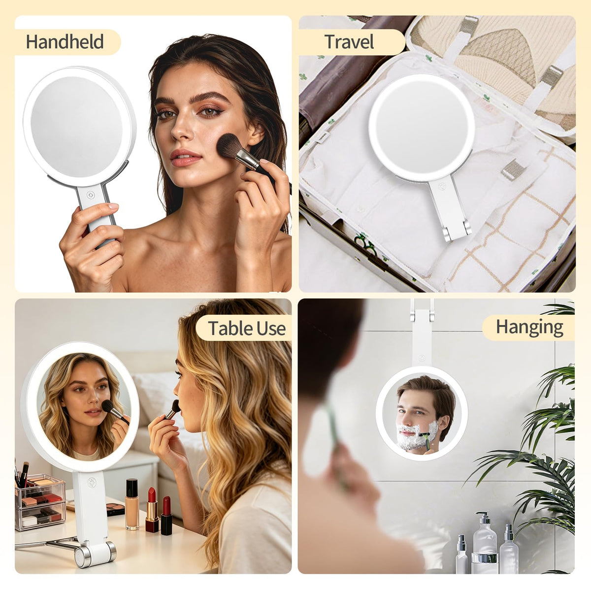 Travel Makeup Mirror with Lights Rechargeable 30X 1X - SANYCASA Official Imagery - 7