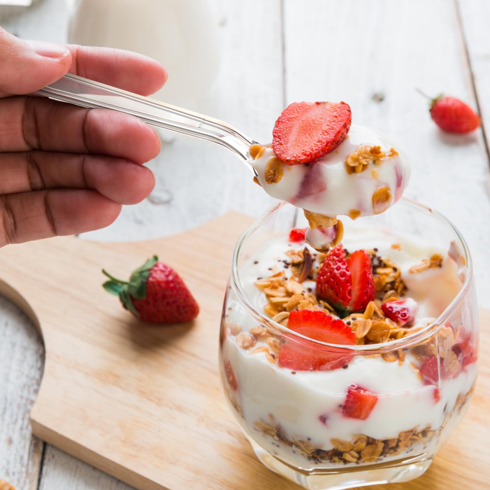 Dealusy 100 Count Clear Plastic Spoons Disposable - Dealusy Official Product View 5