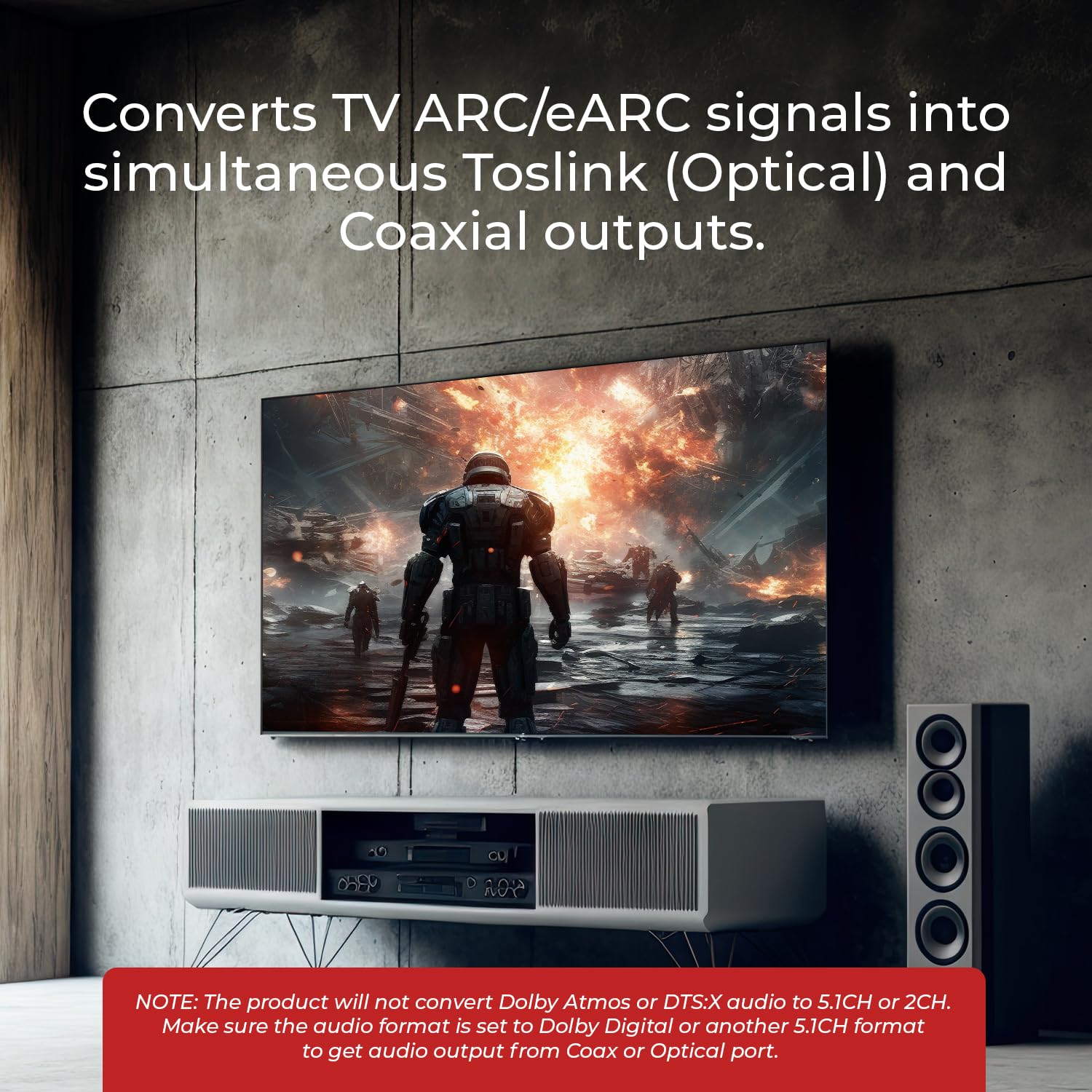 OREI eARC/ARC to Digital Audio Converter Extractor PCM2.0 Dolby5. by OREI - Angle View 6