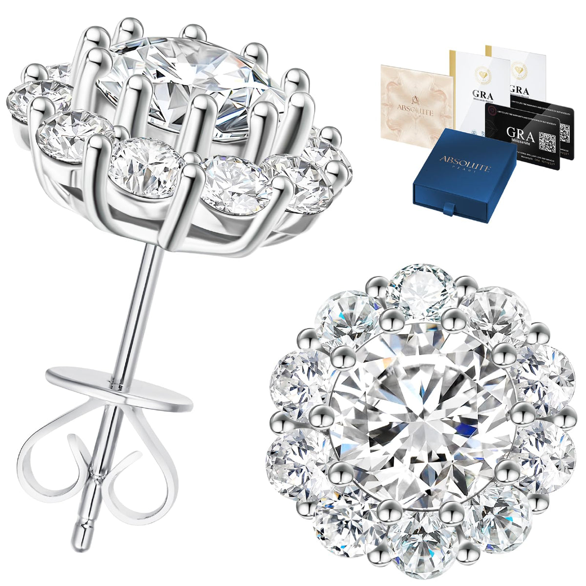 ABSOLUTE Moissanite Stud Earrings 925 Sterling Silver - Absolute pearl Official Imagery - 1