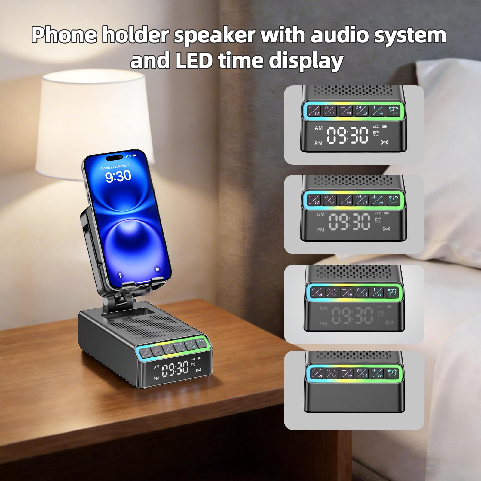 Hupoaf Wireless Induction Speaker/Phone Stand,9-in-1 Bluetooth 6.0 Speaker - Hupoaf Official Product View 8