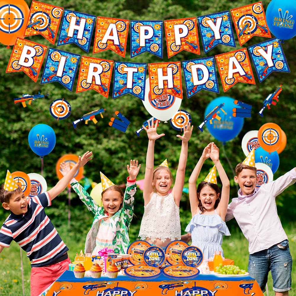 161 Pcs Dart War Birthday Decorations Dart War Party Plates - Fruitful Jewelry Official Imagery - 3