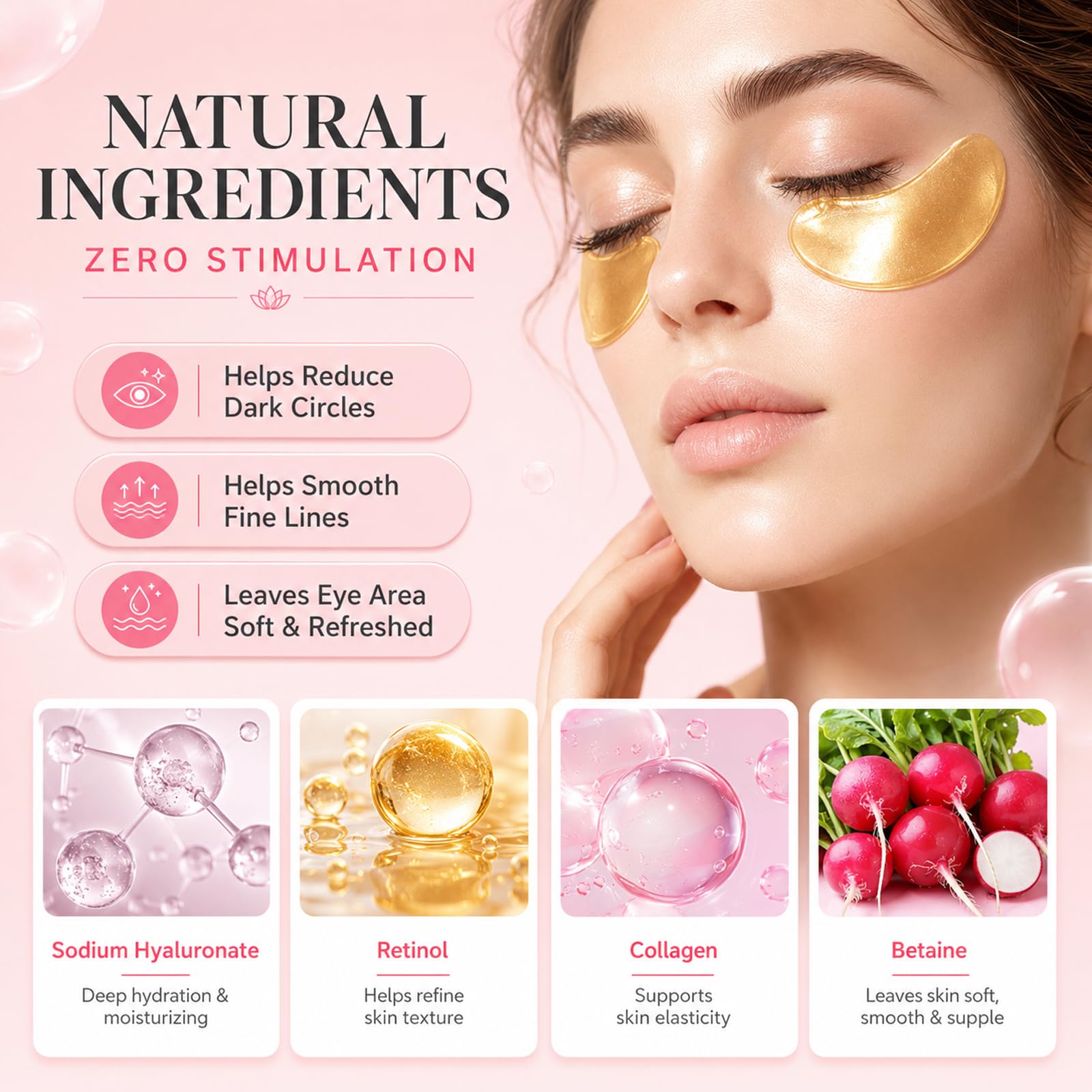 30 Pairs Eye Masks &amp; Lip Masks, 24K Gold Under Eye Patches - Sulily