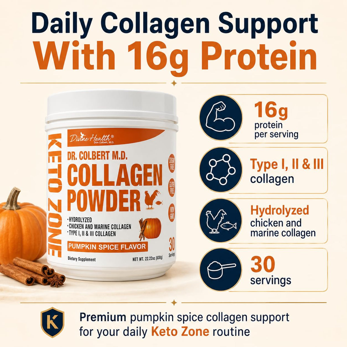 Dr Colbert MD Hydrolyzed Collagen Powder - Divine Health Official Imagery - 3