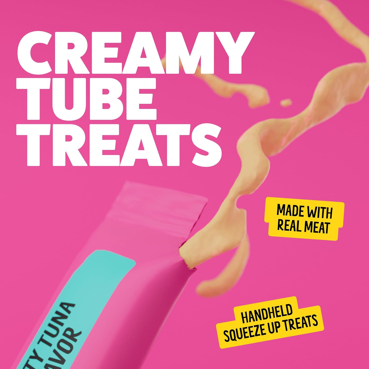 Bonkers Licky Tubes cat treat with tasty tuna flavor, wet lickable tube made with real meat for feline enjoyment