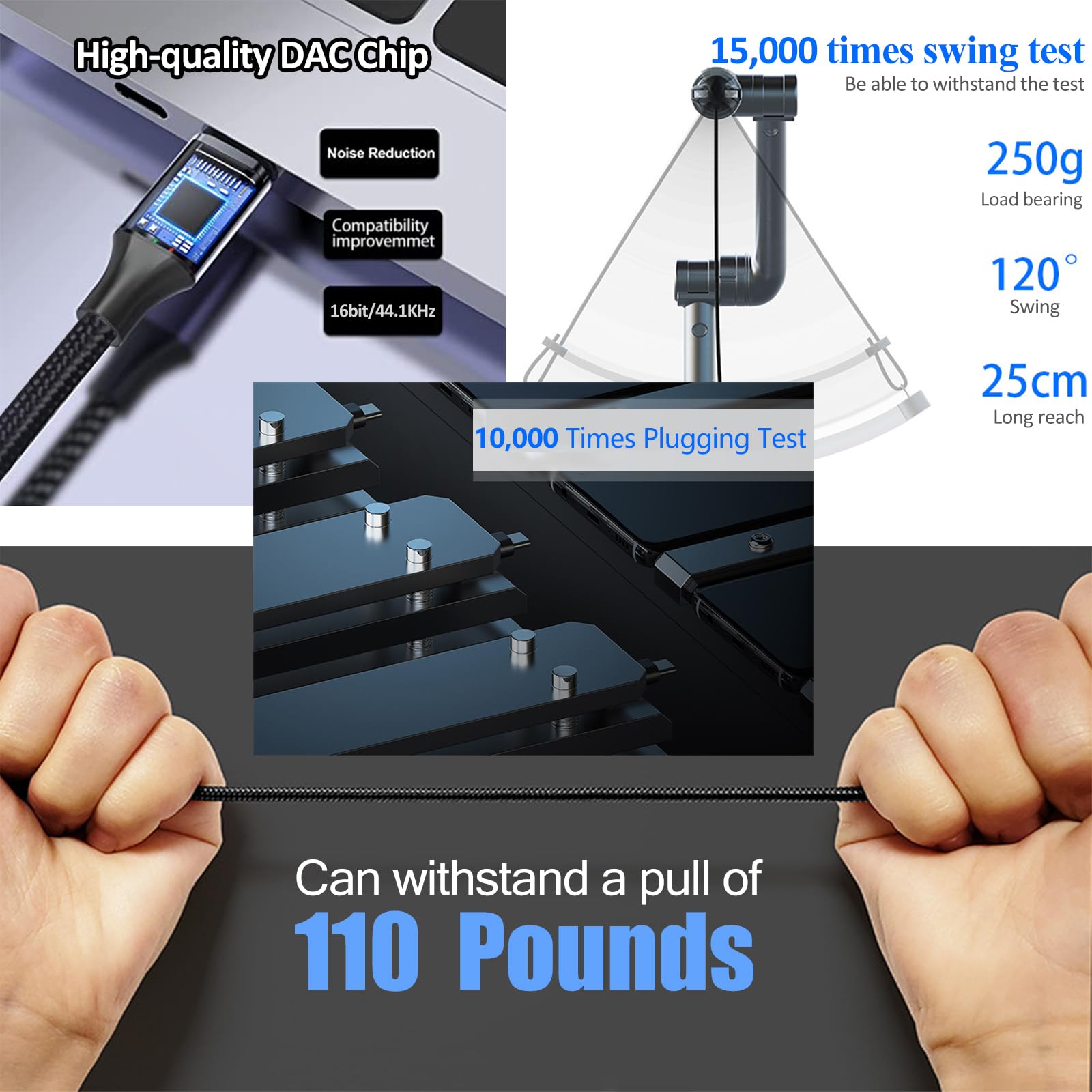 Smithok USB C to Dual 6.35mm 1/4 inch Stereo Splitter Y Cable, US by Smithok - Angle View 5