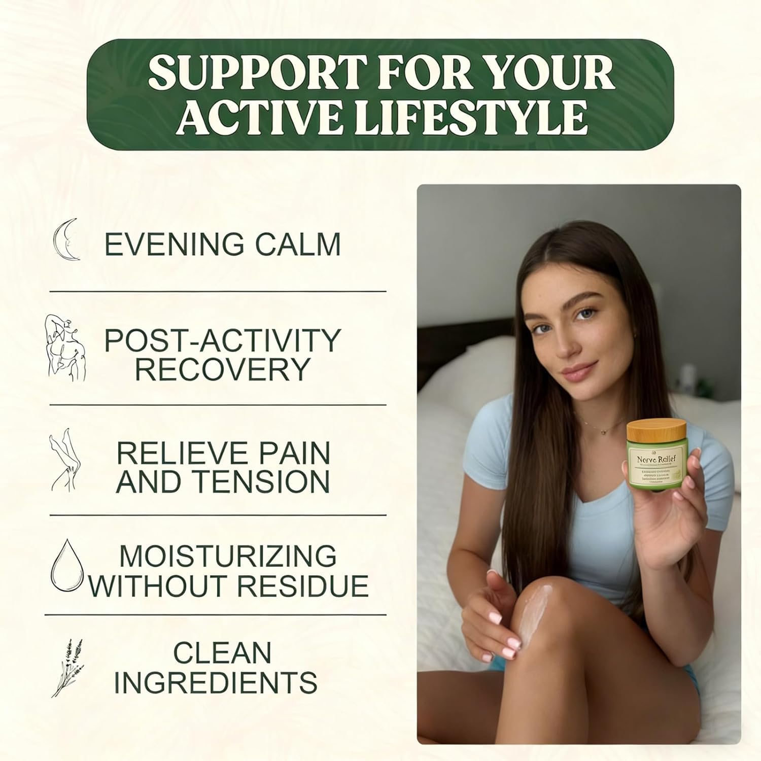 Elefair magnesium cream for muscle and nerve relief, skin moisturizer with soothing, smooth texture in a white jar.
