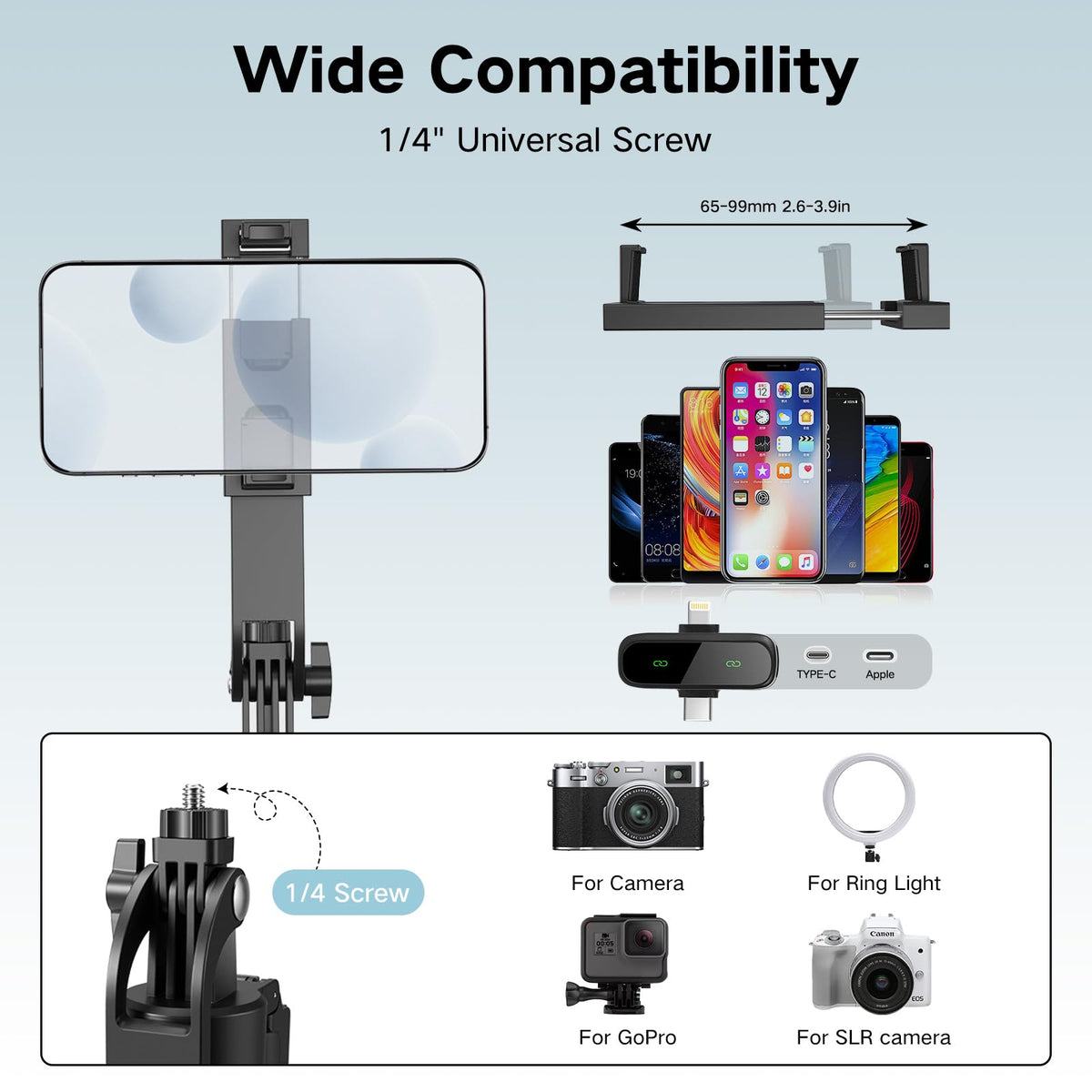Vlogging Kit for iPhone Android Phone Tripod with Light and - HUGSEE Official Imagery - 8