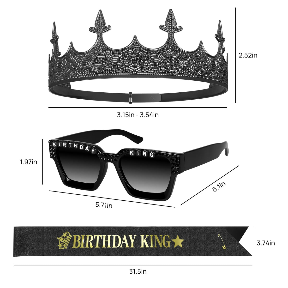 3 pcs Goth Birthday Decorations for Men Set Black Happy - Bravo West Official Imagery - 4