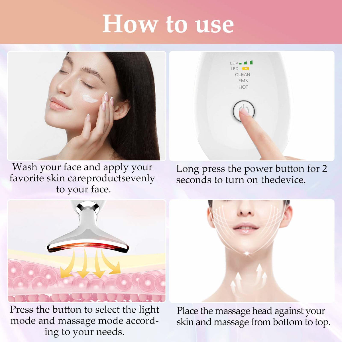 Face and Neck Massager Tool 7 Colors LED Womens Skin Care - erdnretl Official Imagery - 5