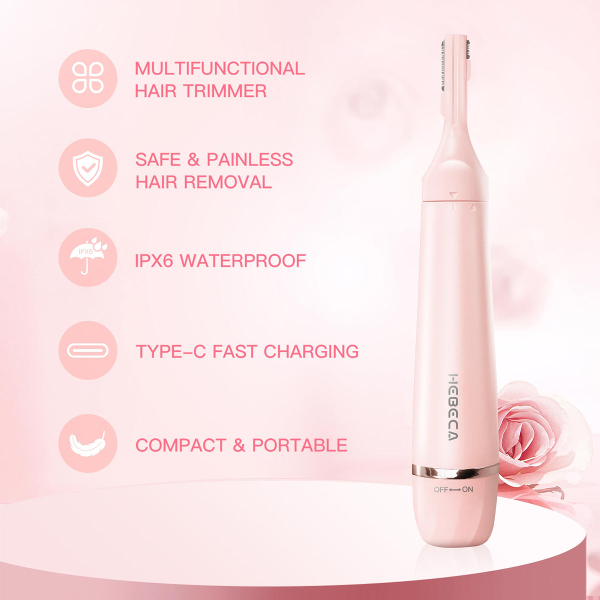 HEBECA Nose Hair Trimmer for Women 3in1 Electric Eyebrow - HEBECA Official Imagery - 3
