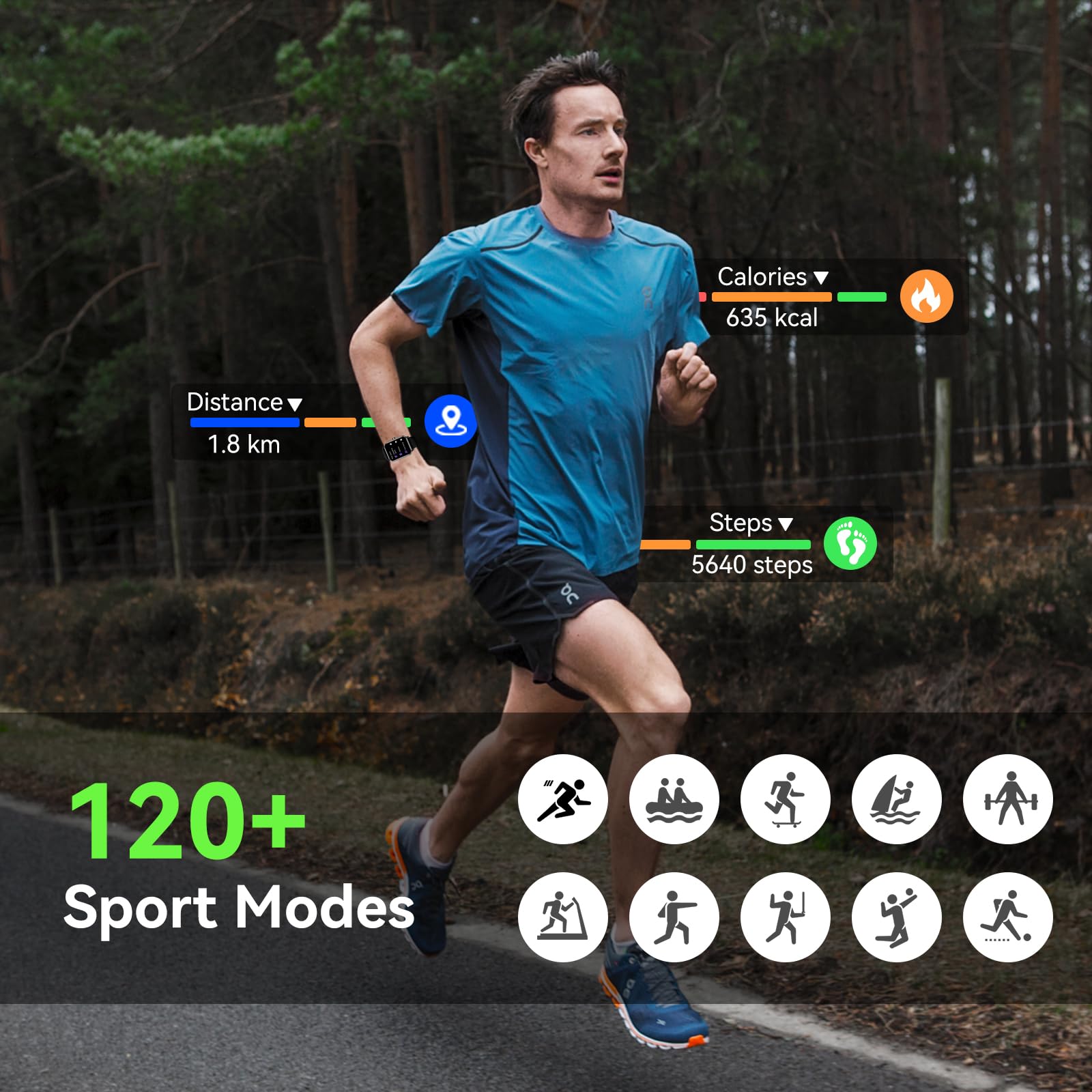QONBINK Smart Watch, 1.85" HD Fitness Tracker with Bluetooth Calls, 5 - View 6