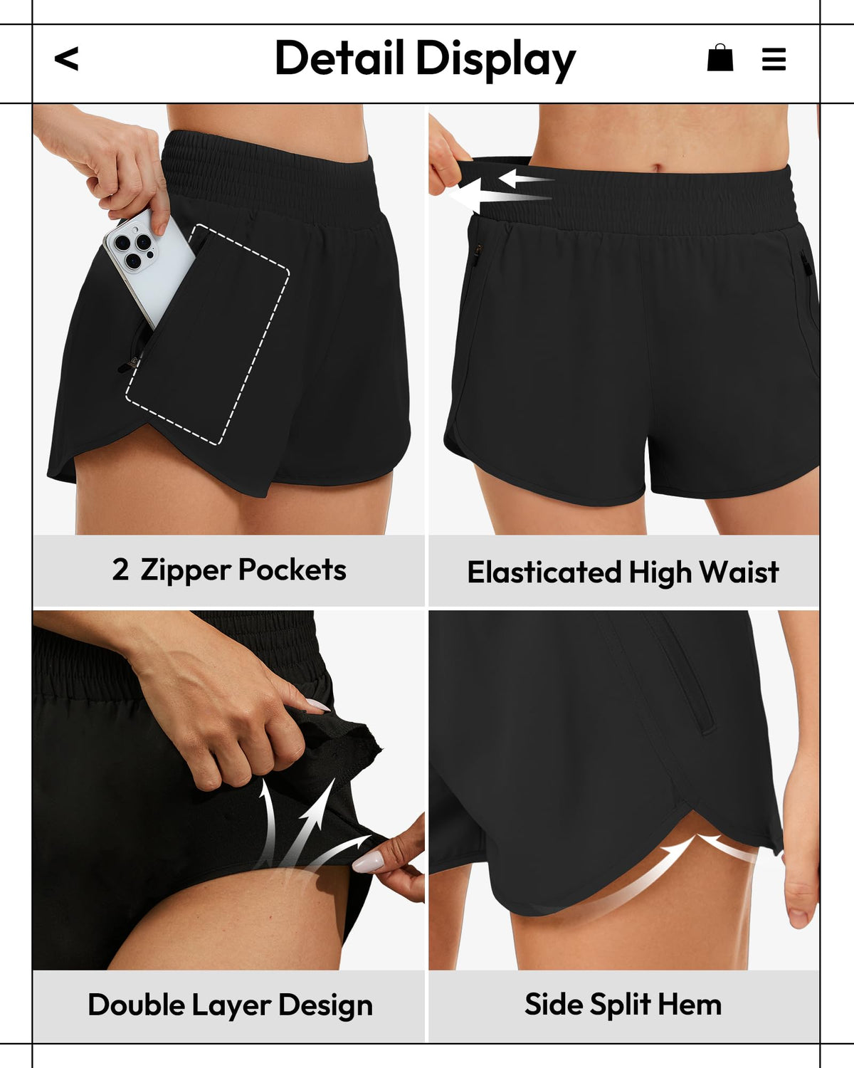 TVKSOM Womens Athletic Shorts High Waisted with Liner 2 - TVKSOM Official Imagery - 5